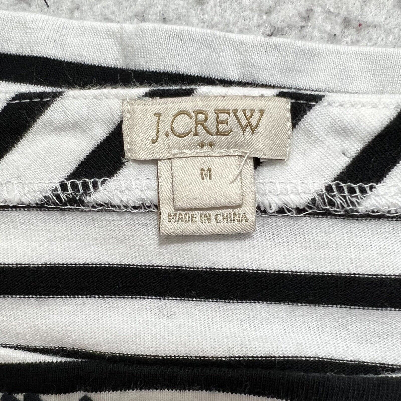 J.Crew J. Crew Embroidered Floral Top Black White Striped Size M / US 6-8 / IT 42-44 - 3 Thumbnail