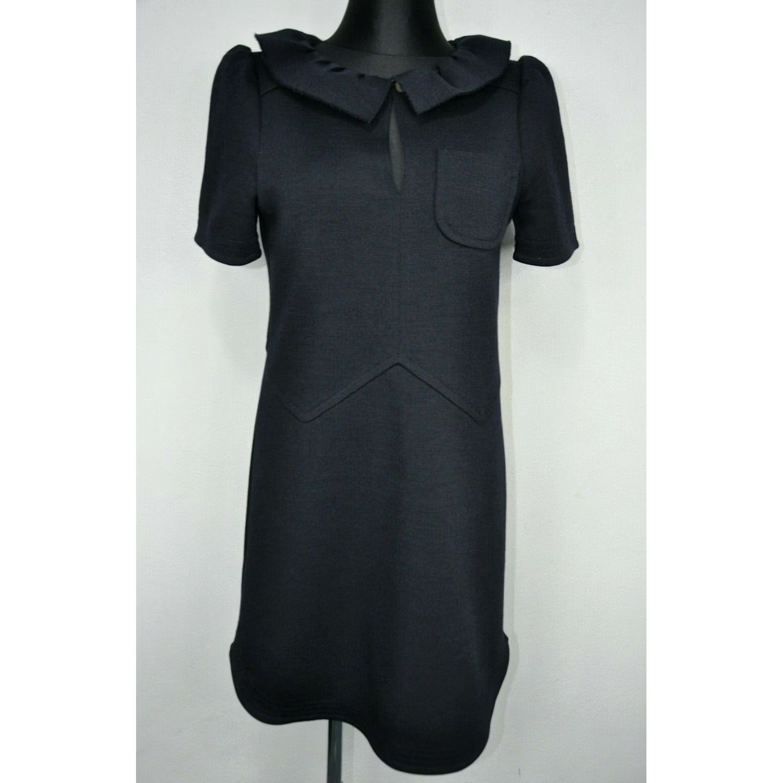 Marc by Marc Jacobs Marc by Marc Jacobs Wool Black Dress S Womens A-Line Knee Length 100% Wool 100% Genuine Black Short Sleeve Round Neck Vintage No Size S / US 4 / IT 40 - 2 Thumbnail