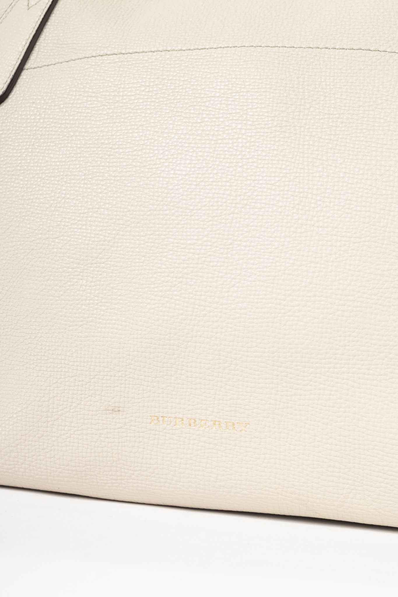 Burberry Burberry Welburn Cream Leather Check-Trim Tote Size ONE SIZE - 9 Thumbnail