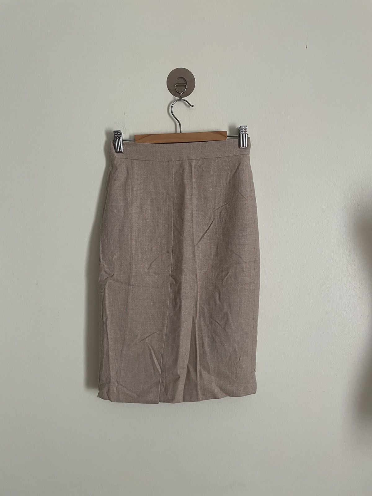 image of Max Mara Plain A-Line Midi Skirt in Tan, Women's (Size 26)