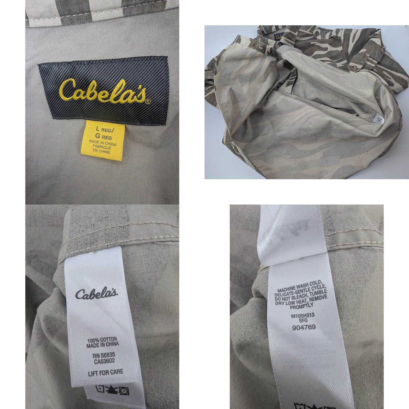 Vintage Cabela's Shirt Men's L Camouflage Button Long Sleeve Utility Field Hunting Military Brown Cotton Canvas Shirt (M) Mens Size US L / EU 52-54 / 3 - 8 Thumbnail