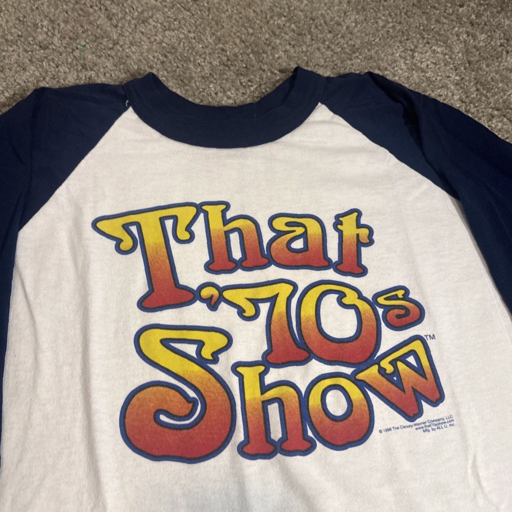 Soffe VINTAGE That ‘70s Show TV Television Promo Raglan 3/4 Sleeve T-Shirt XL Mens White 1998 70s Size US XL / EU 56 / 4 - 3 Thumbnail
