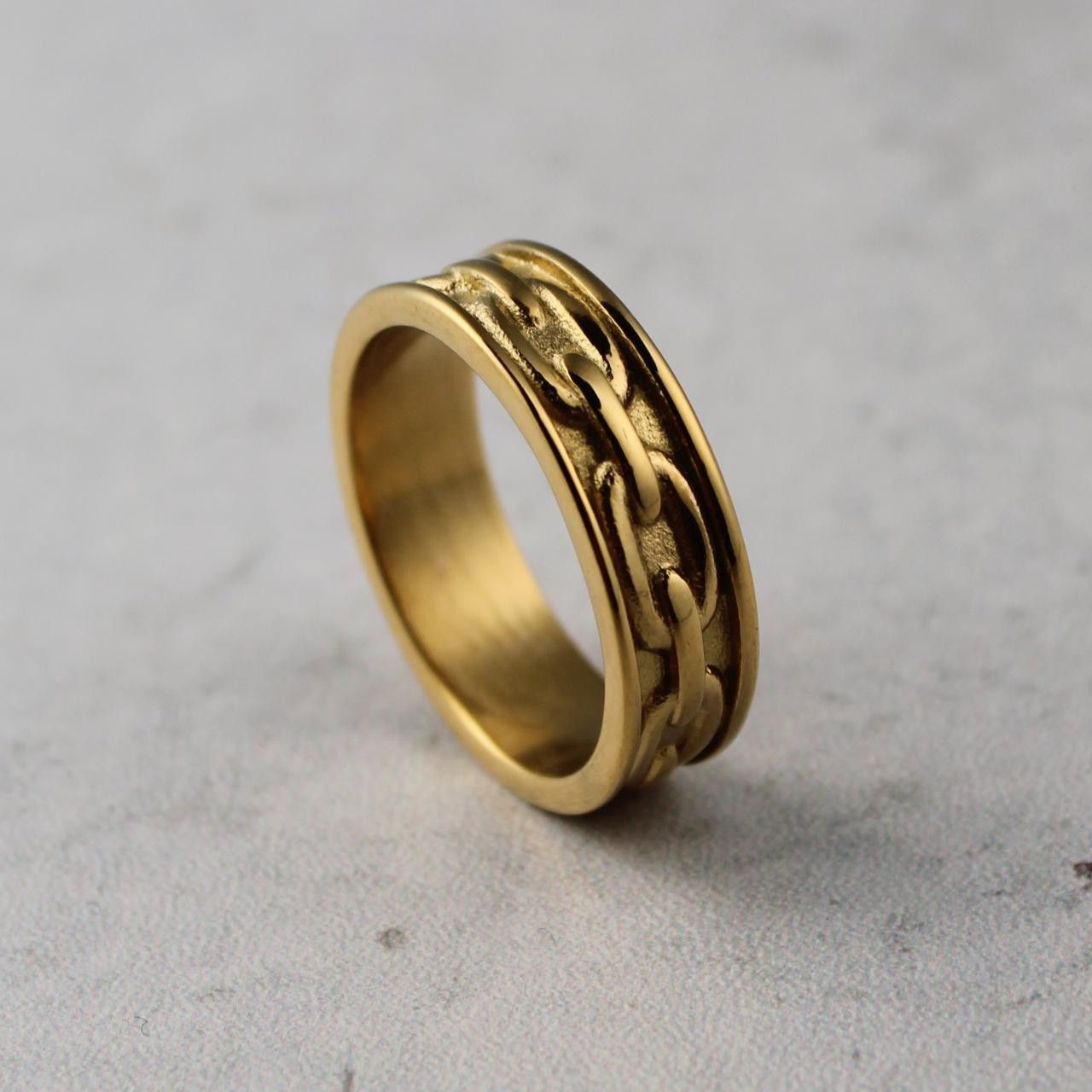 Jewelry Gold Chain Link Ring Size 10 Size ONE SIZE - 4 Thumbnail