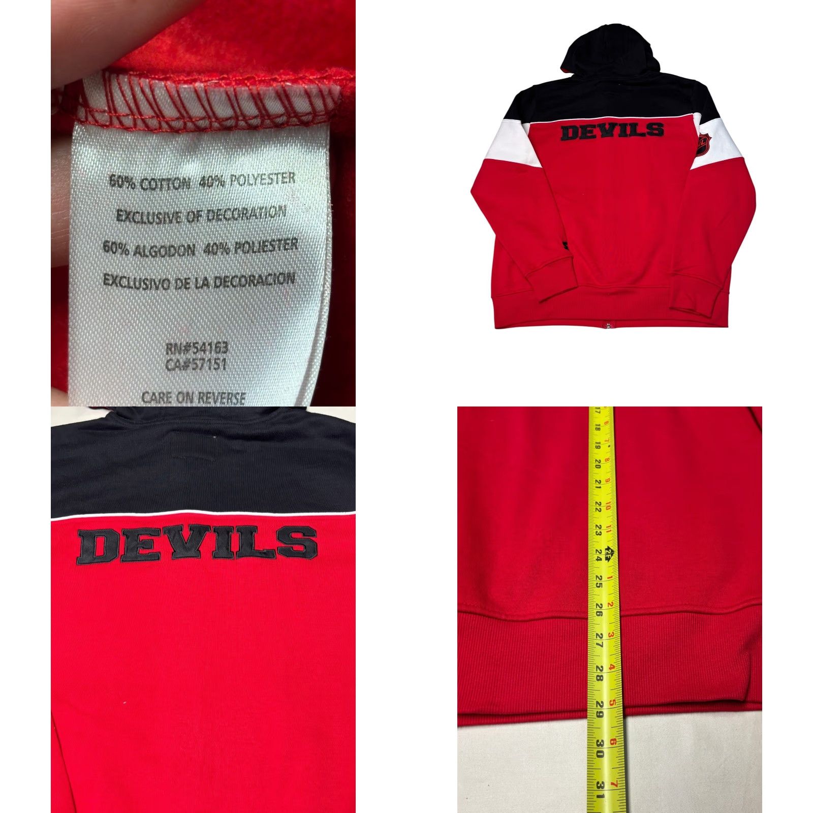 Starter NWT Starter NHL New Jersey Devils Full Zip Hoodie Mens XL Red Black White Size US XL / EU 56 / 4 - 8 Thumbnail