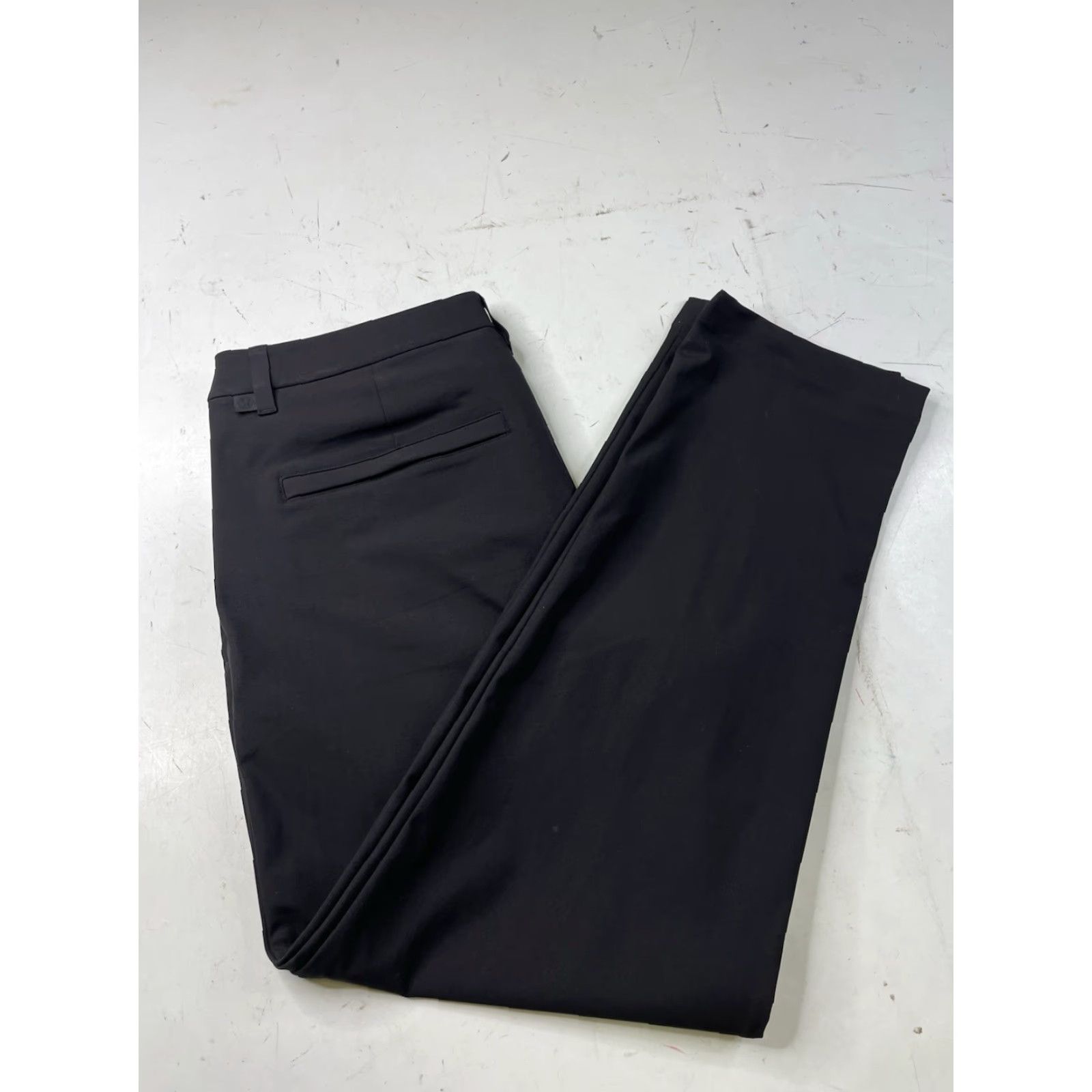 Lululemon ABC Classic Fit 5-Pocket Warpstreme Trouser Pants Mens 34 Black Chino Straight Front, Button Zip, Comfort Stretch, Flat Front, Vintage No
