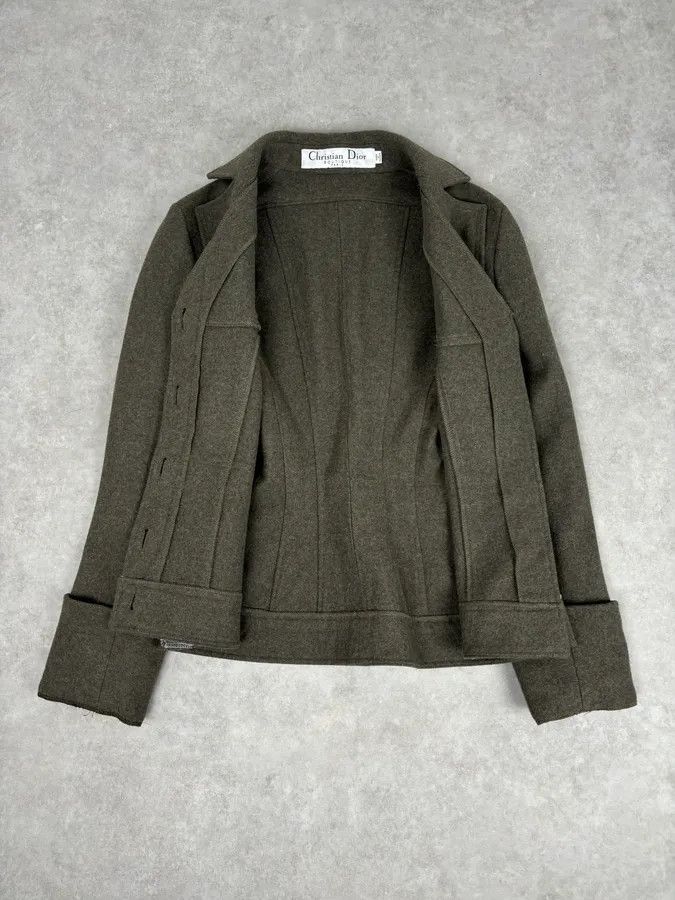 Dior AW2006 Christian Dior Khaki Wool Contrast Stitch Blazer Jacket Size M / US 6-8 / IT 42-44 - 7 Thumbnail