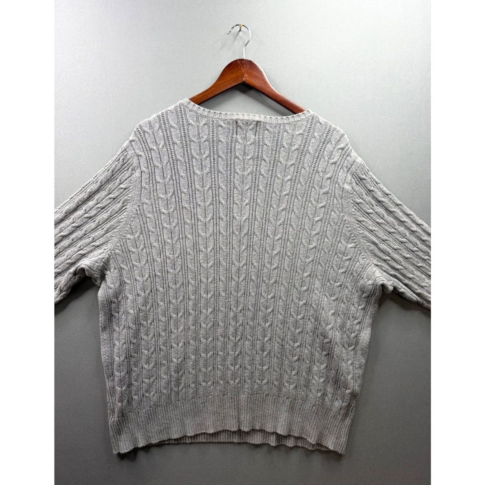 Vintage St. John's Bay Sweater Womens Gray Cable Knit V-Neck Pullover 3X Size XXL / US 16-18 / IT 52-54 - 7 Thumbnail