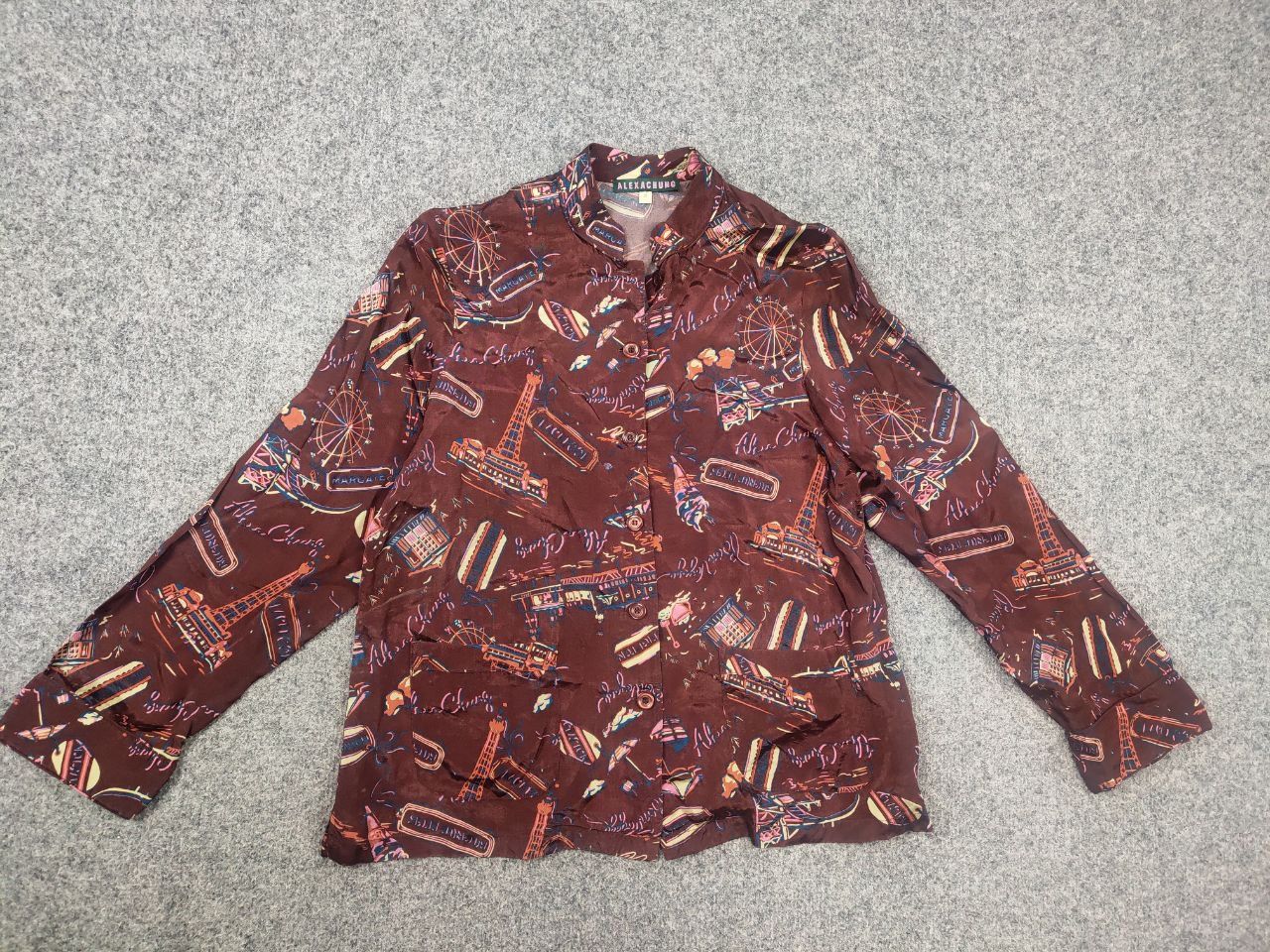 Alexa Chung Alexa Chung Design Blouse Burgundy Button Up Satin Shirt Size S / US 4 / IT 40 - 2 Thumbnail