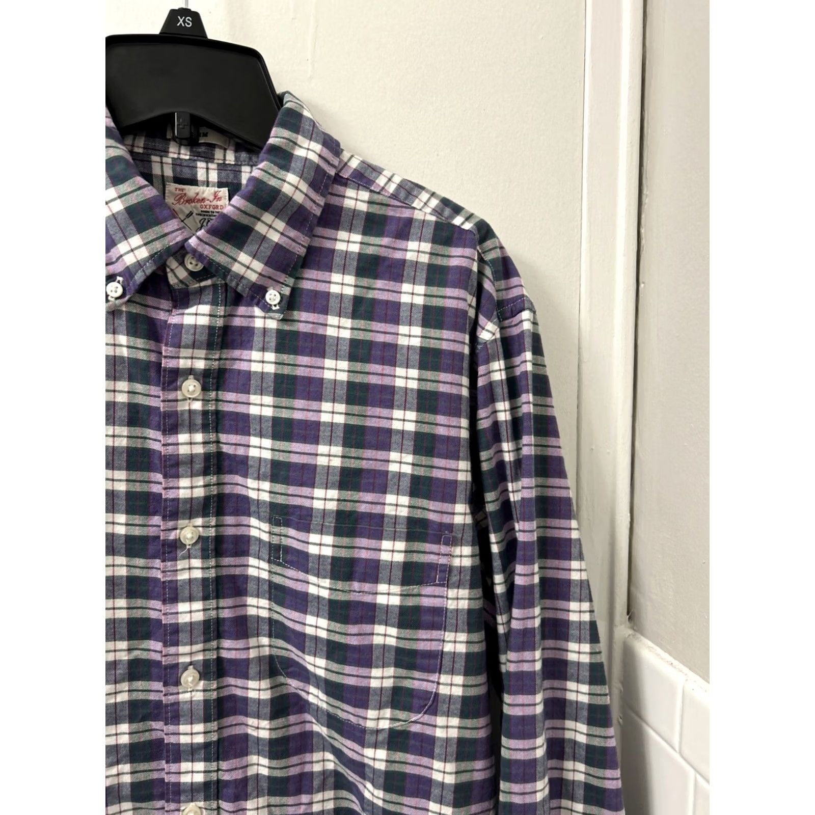 J.Crew J.Crew Broken-In Oxford Shirt Mens M Purple Plaid Organic Cotton Slim Fit L/S - Button-Down Collar, Classic, Preppy, Lightweight, Pockets Size US M / EU 48-50 / 2 - 4 Thumbnail