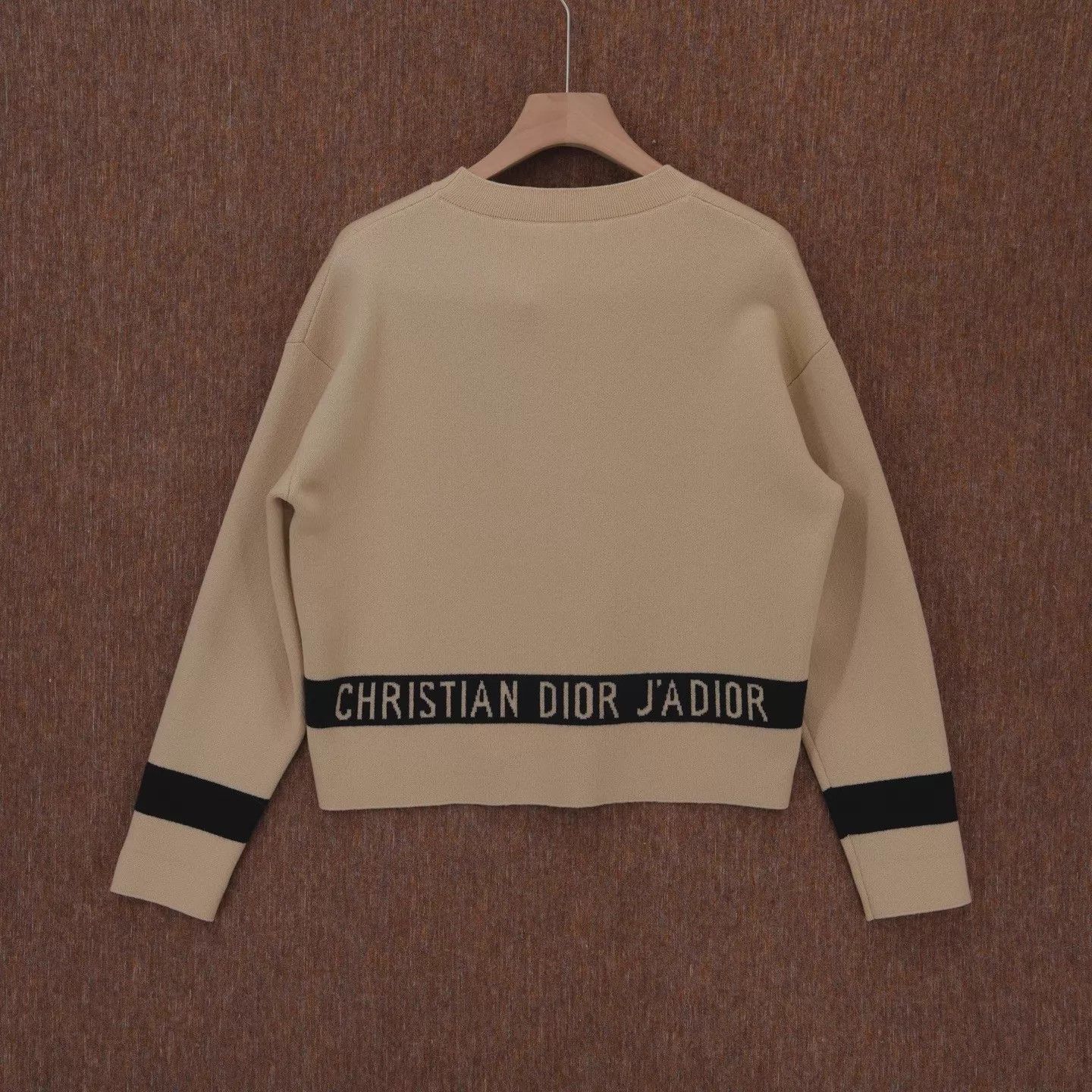 Dior Christian Dior Beige Logo-Stripe Cashmere Pullover Size S / US 4 / IT 40 - 2 Thumbnail