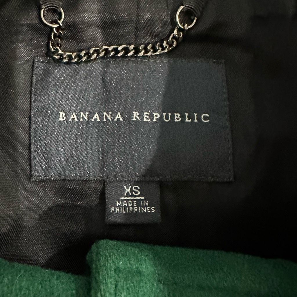 Banana Republic BANANA REPUBLIC Kelly Green Wool Trench Coat Jacket Embellis Size XS / US 0-2 / IT 36-38 - 10 Thumbnail