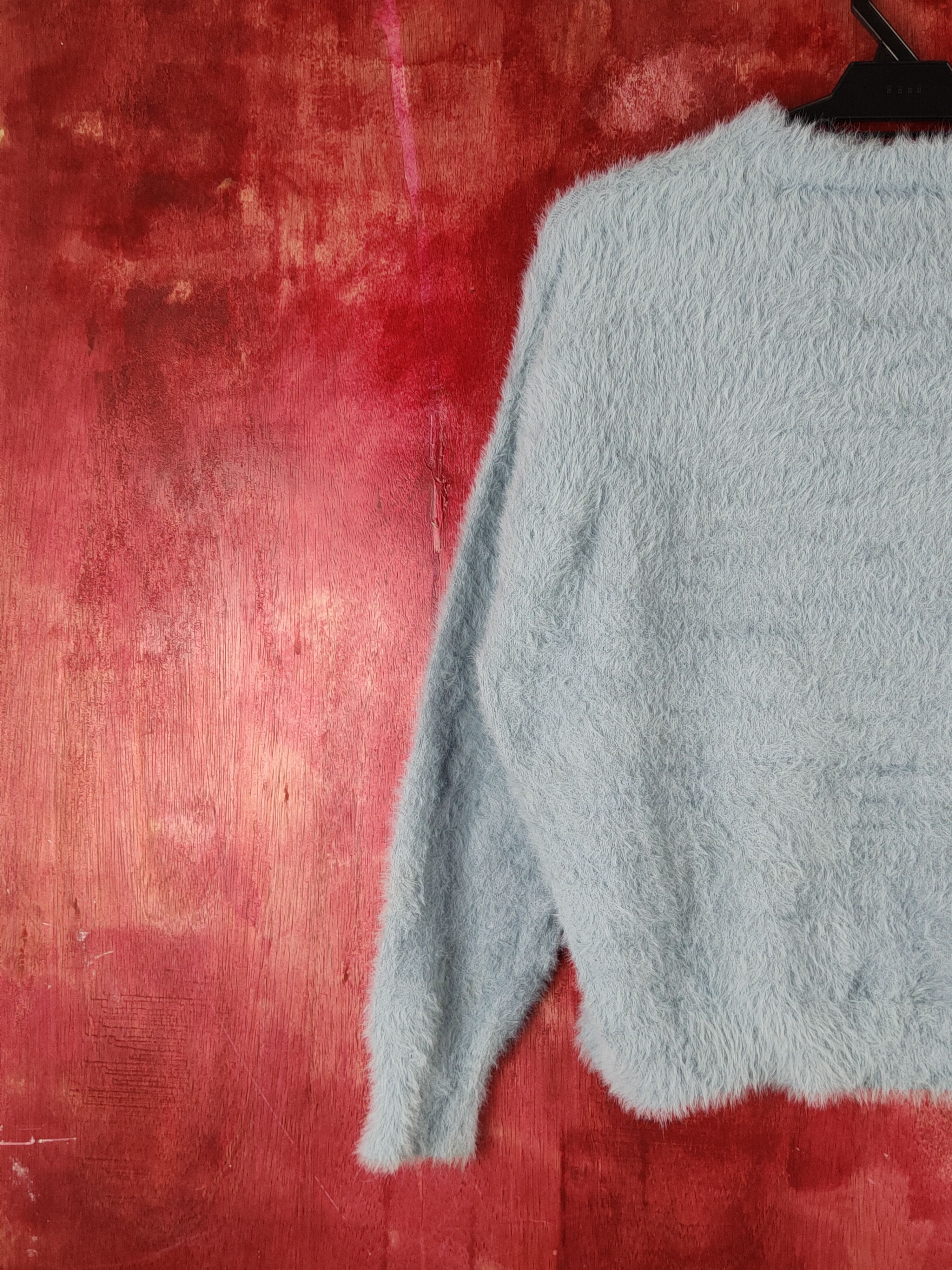 Homespun Knitwear Esseme Blue Shag Shaggy Fur Mohair Knitwear #S1969 Size L / US 10 / IT 46 - 8 Thumbnail