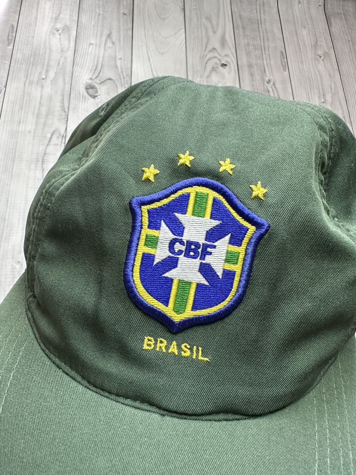 Nike × Vintage Vintage Nike Brazil soccer cap green Brasil khaki logo Size ONE SIZE - 4 Thumbnail