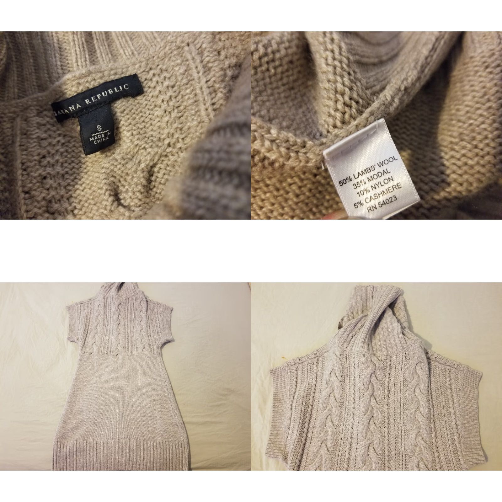 Banana Republic VINTAGE? No — Banana Republic Womens Wool Sweater Dress S Small Khaki Beige Knit Knee Length Casual Fall Spring Women Size S / US 4 / IT 40 - 8 Thumbnail