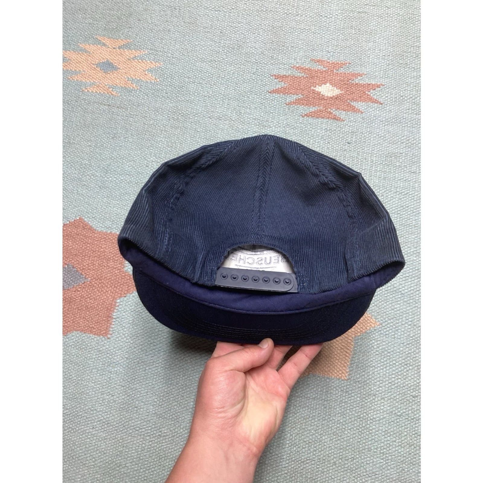 Vintage VINTAGE SnapBack Hat Corduroy Cap Beuschel Sales Sparta Michigan Made in USA Adjustable Blue USA Mens Snapback Size ONE SIZE - 4 Thumbnail