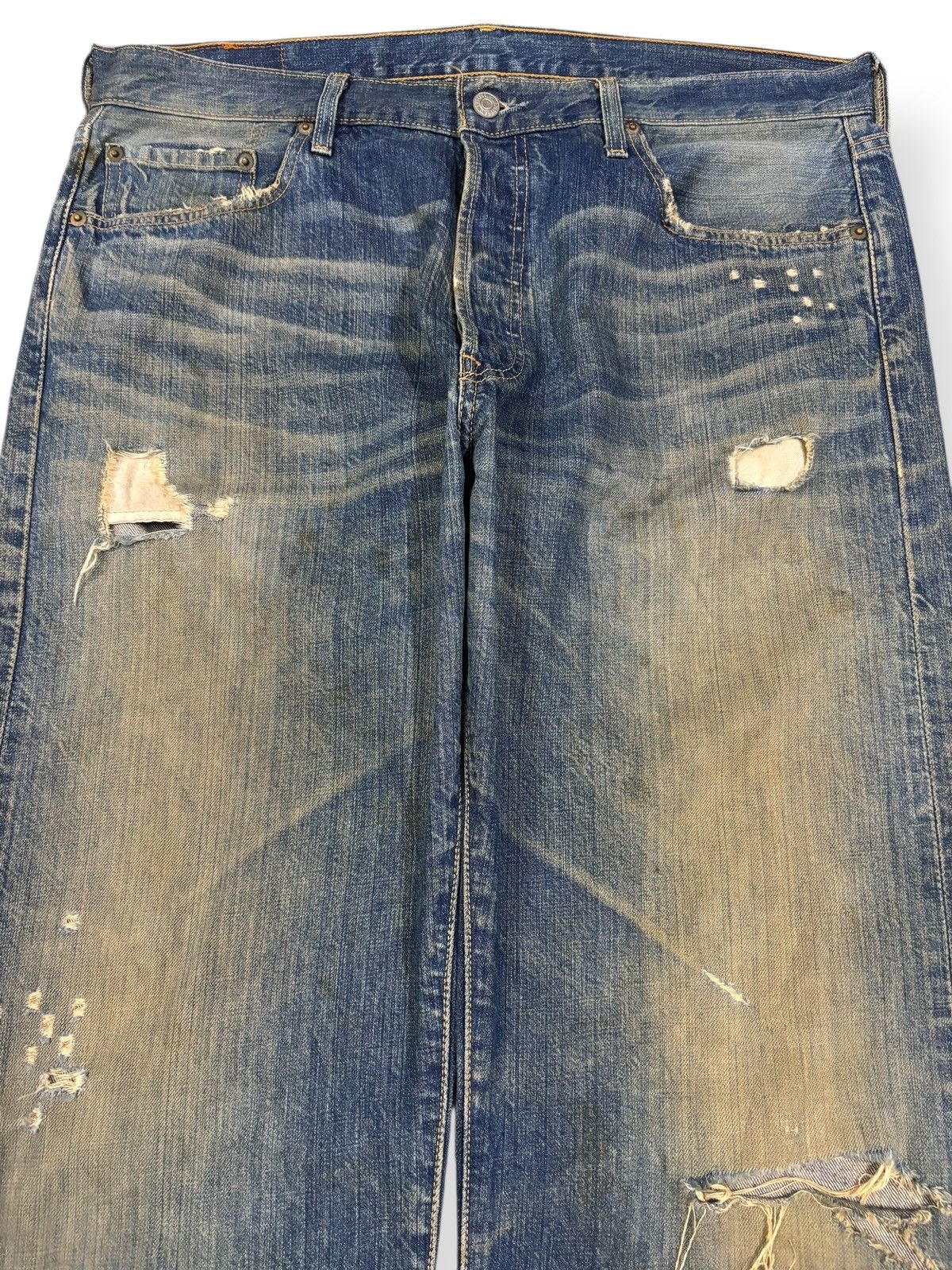 Levi's Vintage 90s Levis 501 Mud Wash Loose Fit Distressed Jeans Size US 36 / EU 52 - 3 Thumbnail
