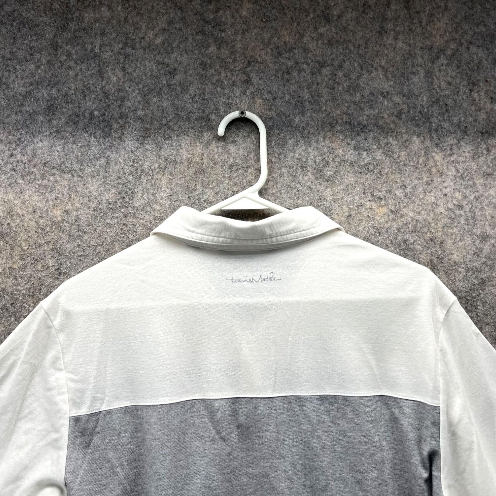 TravisMathew Travis Mathew Polo Shirt Men Medium White Heather Gray Pima Cotton Polyester Shirt Short Sleeve 40 in Chest Regular Fit Polo Size US M / EU 48-50 / 2 - 3 Thumbnail