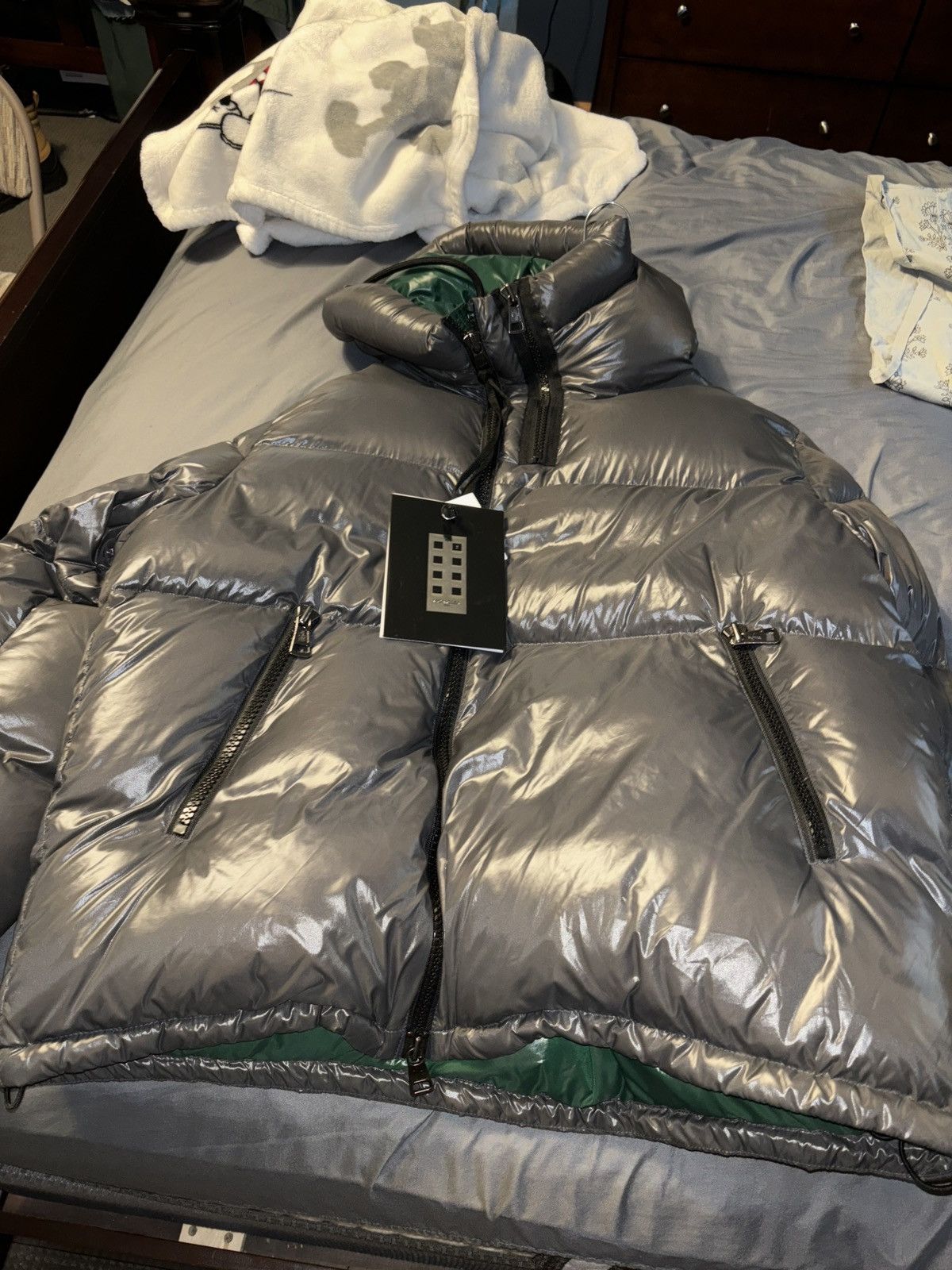 image of Moncler Genius Venant Gray Quilted Hooded Down Jacket XL 4 in Grey, Men's