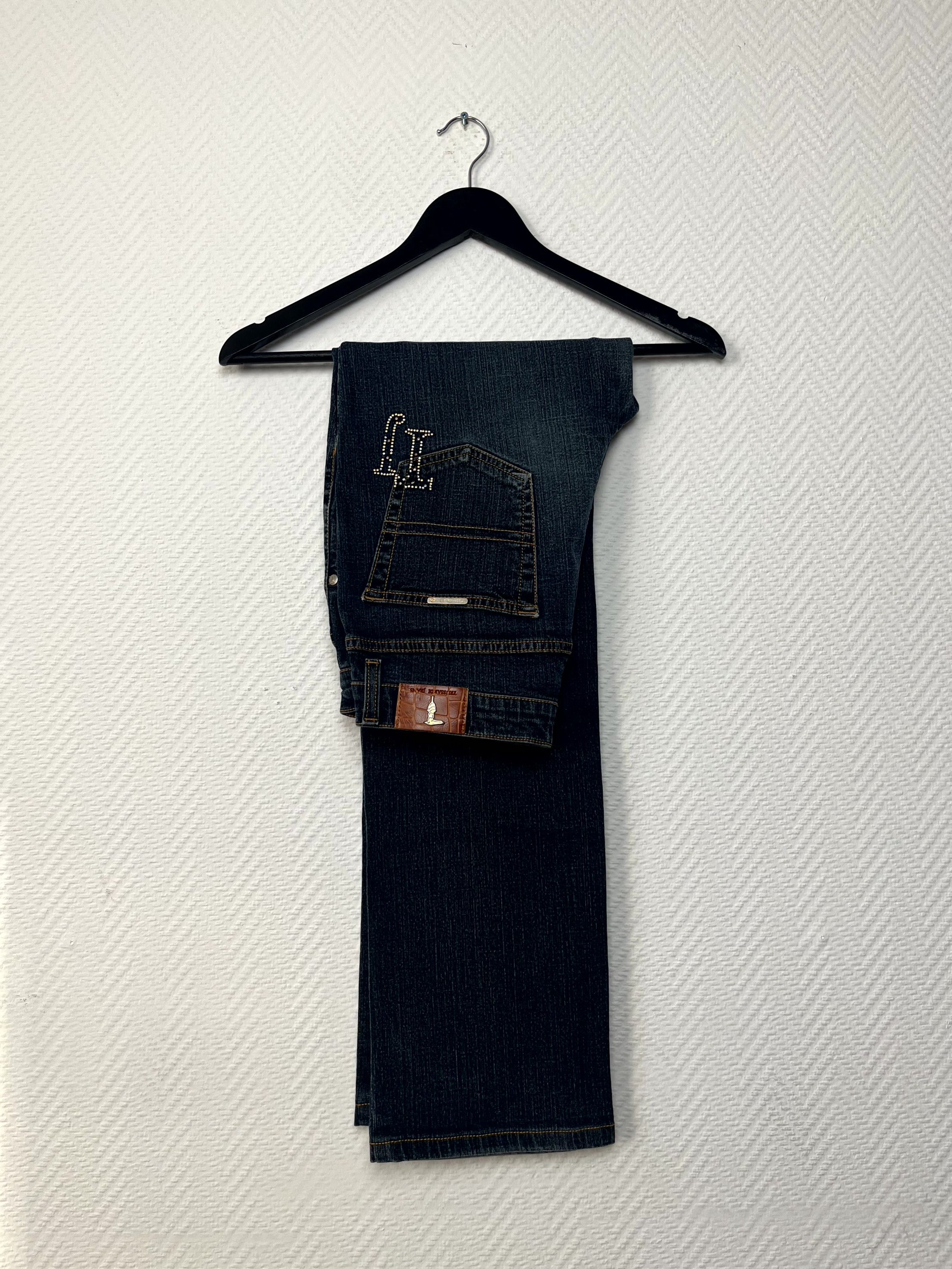 Trussardi Y2K Trussardi Navy Blue Straight Denim Jeans Size 29 UK 27 Size 29" - 13 Thumbnail