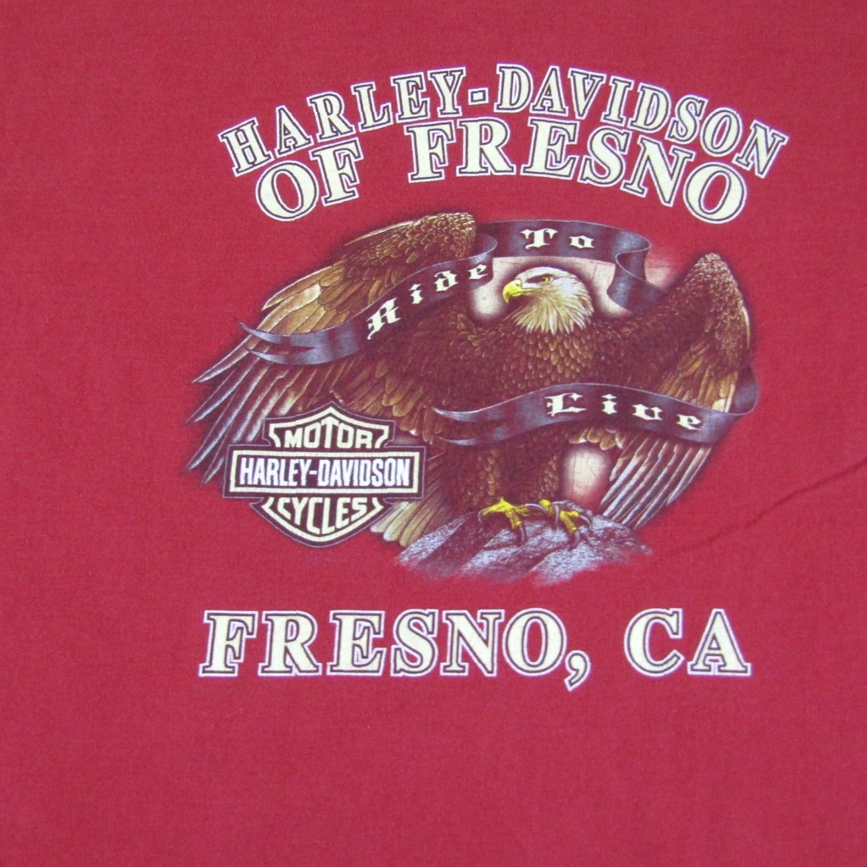 Harley Davidson VINTAGE Harley-Davidson Shirt Mens 2XL Red T-Shirt Graphic Print Logo Biker Fresno Eagle Made In USA Mens Shirt Size US XXL / EU 58 / 5 - 7 Thumbnail