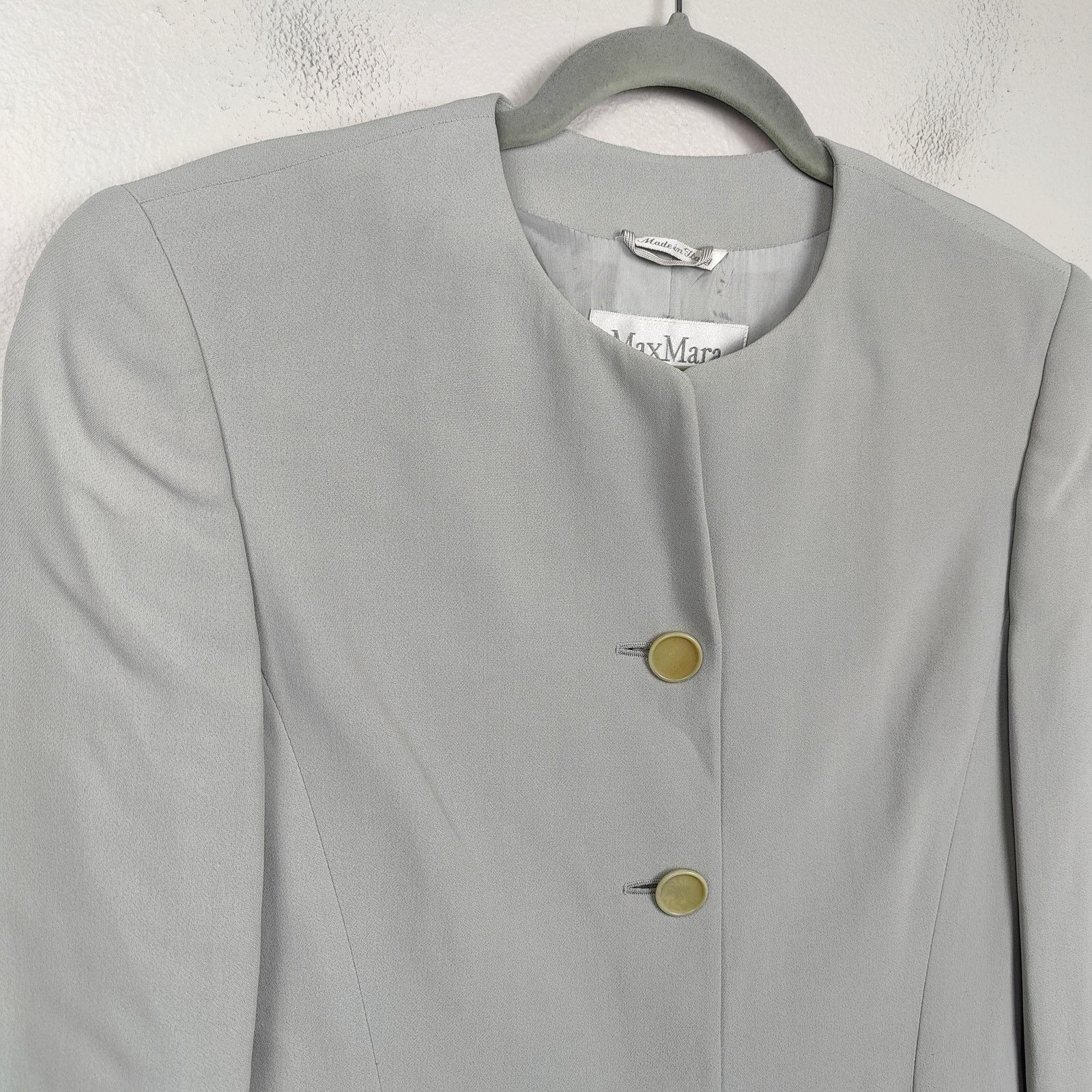 Max Mara MaxMara Long Jacket Womens 6 Dove Gray Button Up Viscose Size M / US 6-8 / IT 42-44 - 2 Thumbnail
