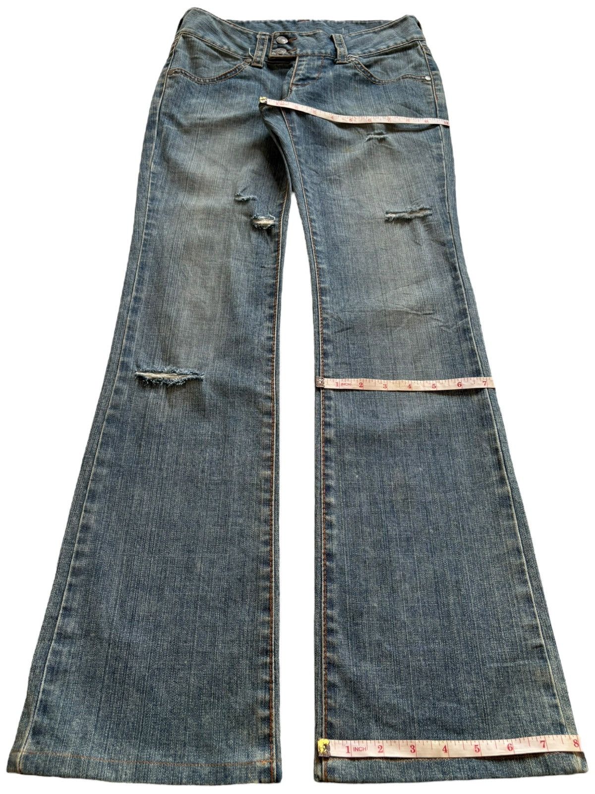 Japanese Brand × Uniqlo Vintage Uniqlo Mud Wash Distressed Bootcut Flare Blue Jeans Size US 28 / EU 44 - 14 Thumbnail