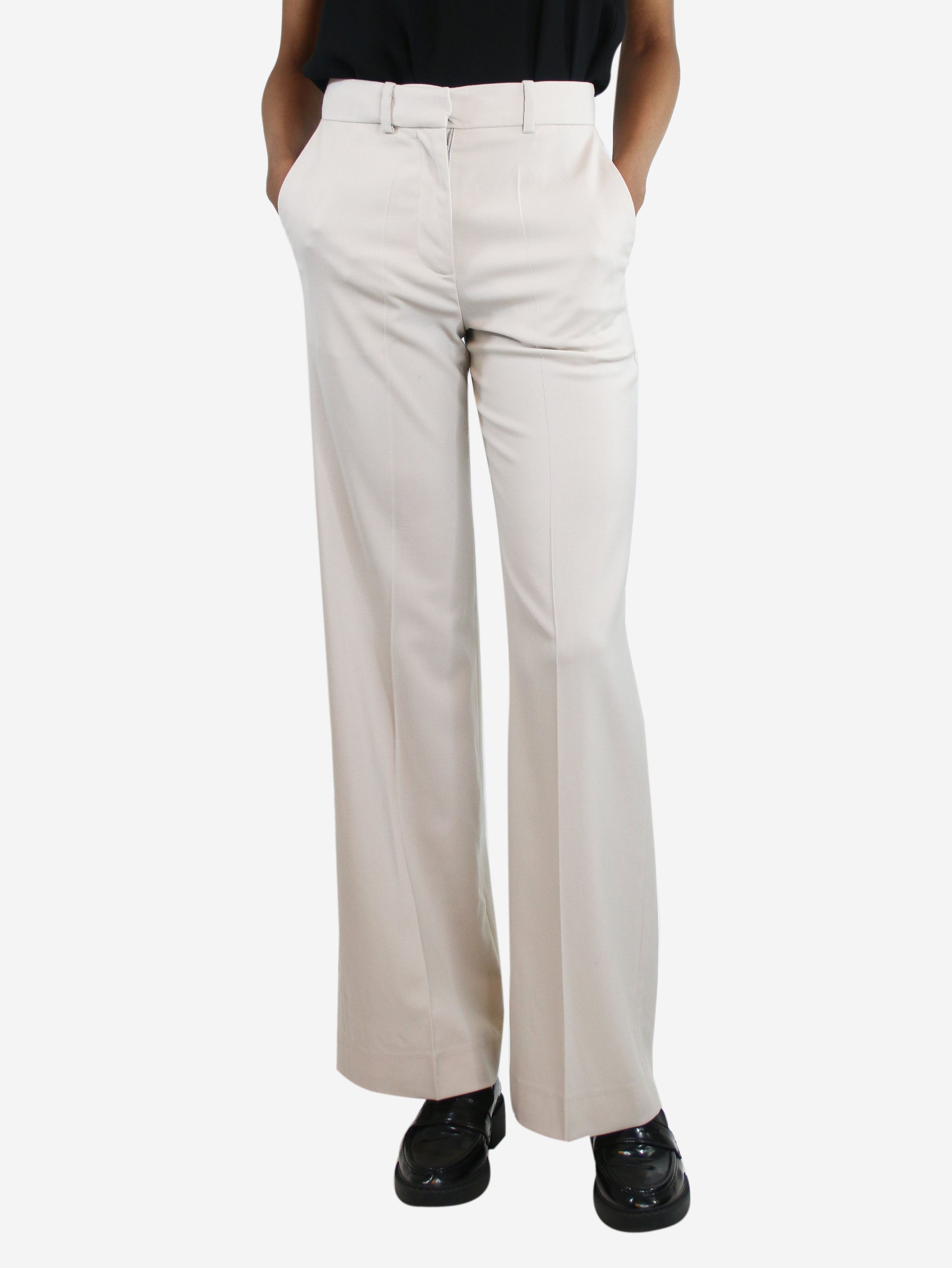 image of Joseph Beige Tailored Wool Trousers - Size Uk 6, Women's