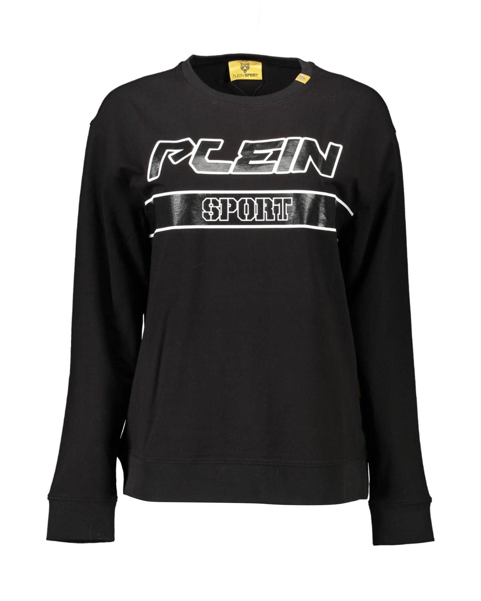 image of Philipp Plein Cotton Sweater With Contrasting Details And Logo Print in Black, Women's (Size Medium
