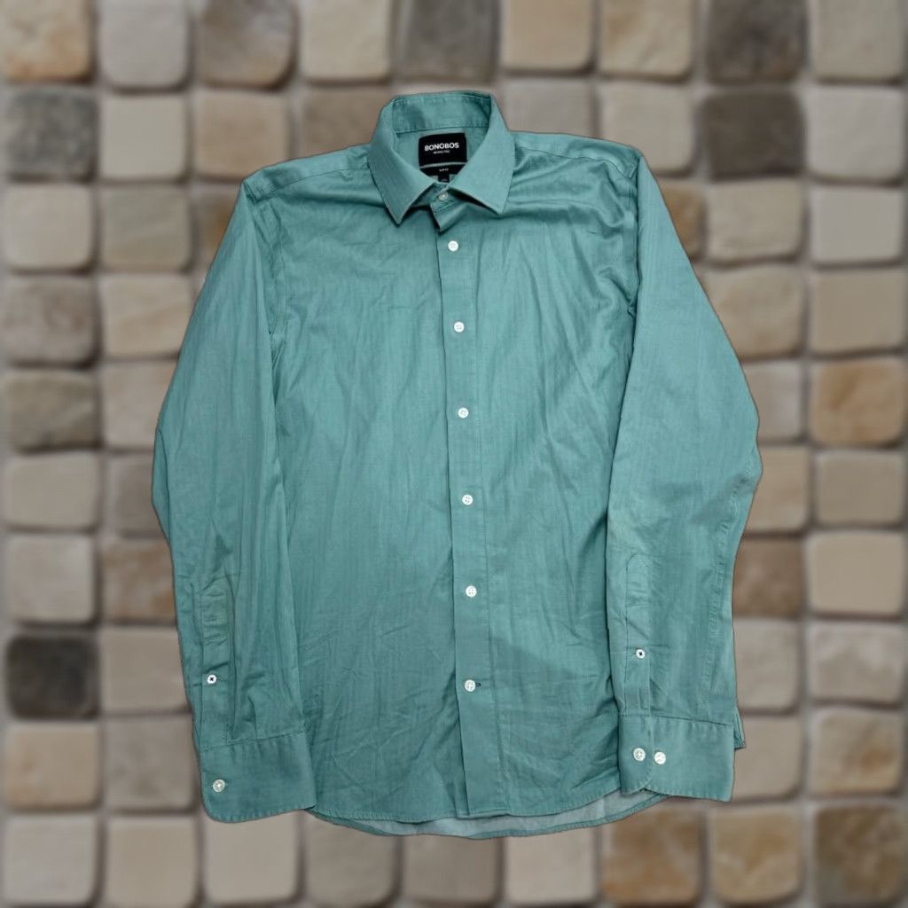 Bonobos Bonobos Shirt Mens Medium Green Cotton Stretch Slim Fit Wrinkle Free Button Up Size US M / EU 48-50 / 2 - 1 Thumbnail