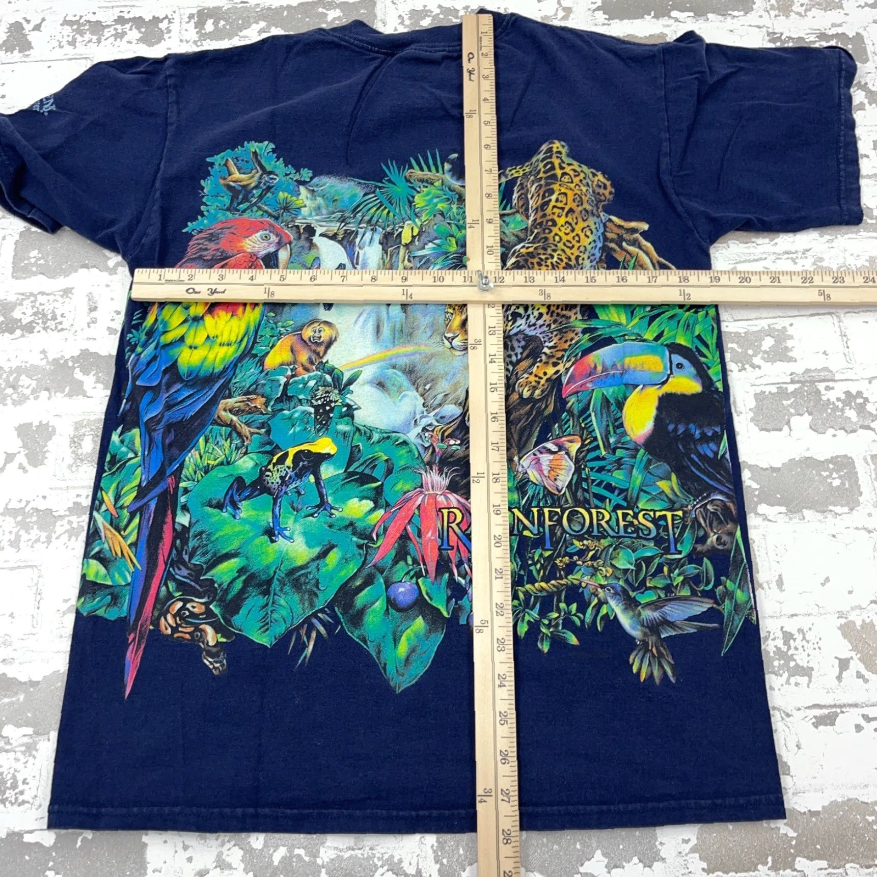 Habitat VINTAGE Habitat Busch Gardens Shirt Men M Blue Nature Rain Forest AOP All Over 80s Retro Graphic Print T-Shirt (Blue) Mens Size US M / EU 48-50 / 2 - 7 Thumbnail