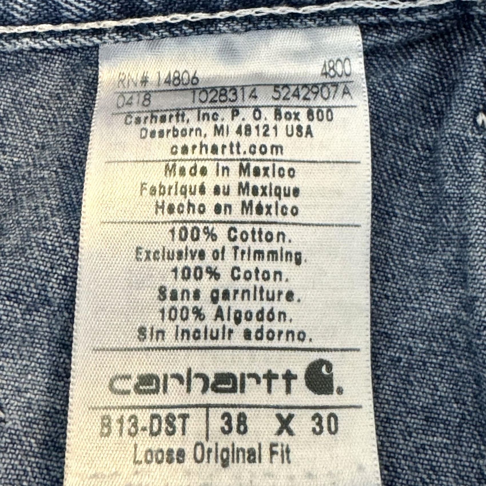 Carhartt Carhartt Jeans Mens 38x30 Blue Denim B13-DST Loose Original Fit Workwear Utility Jeans Mens Blue Denim Relaxed 90s Bohemian Size US 38 / EU 54 - 6 Thumbnail