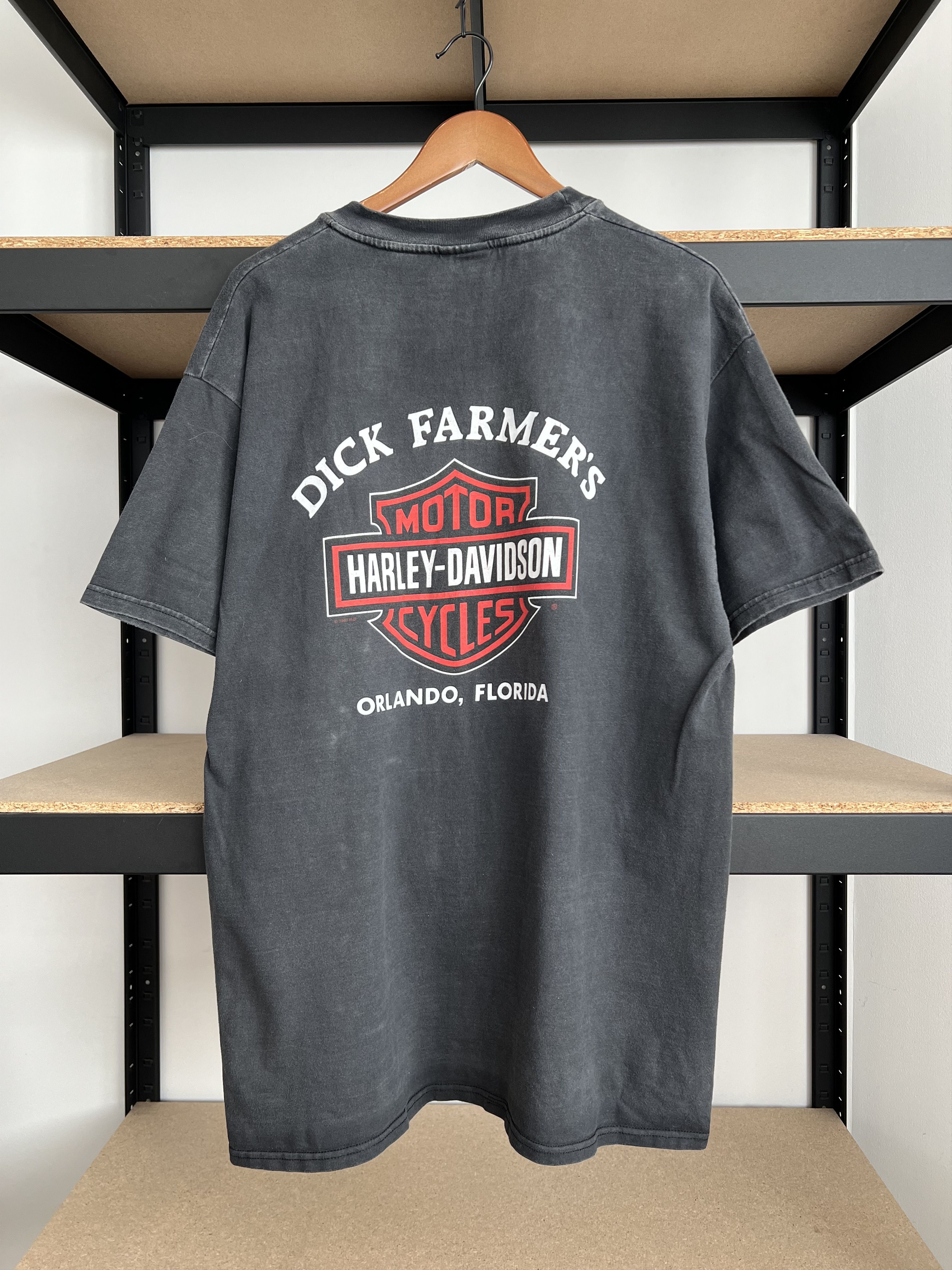 Harley Davidson Vintage 90s Harley Davidson 1958 Panhead Florida Black Tee Size US XL / EU 56 / 4 - 2 Thumbnail