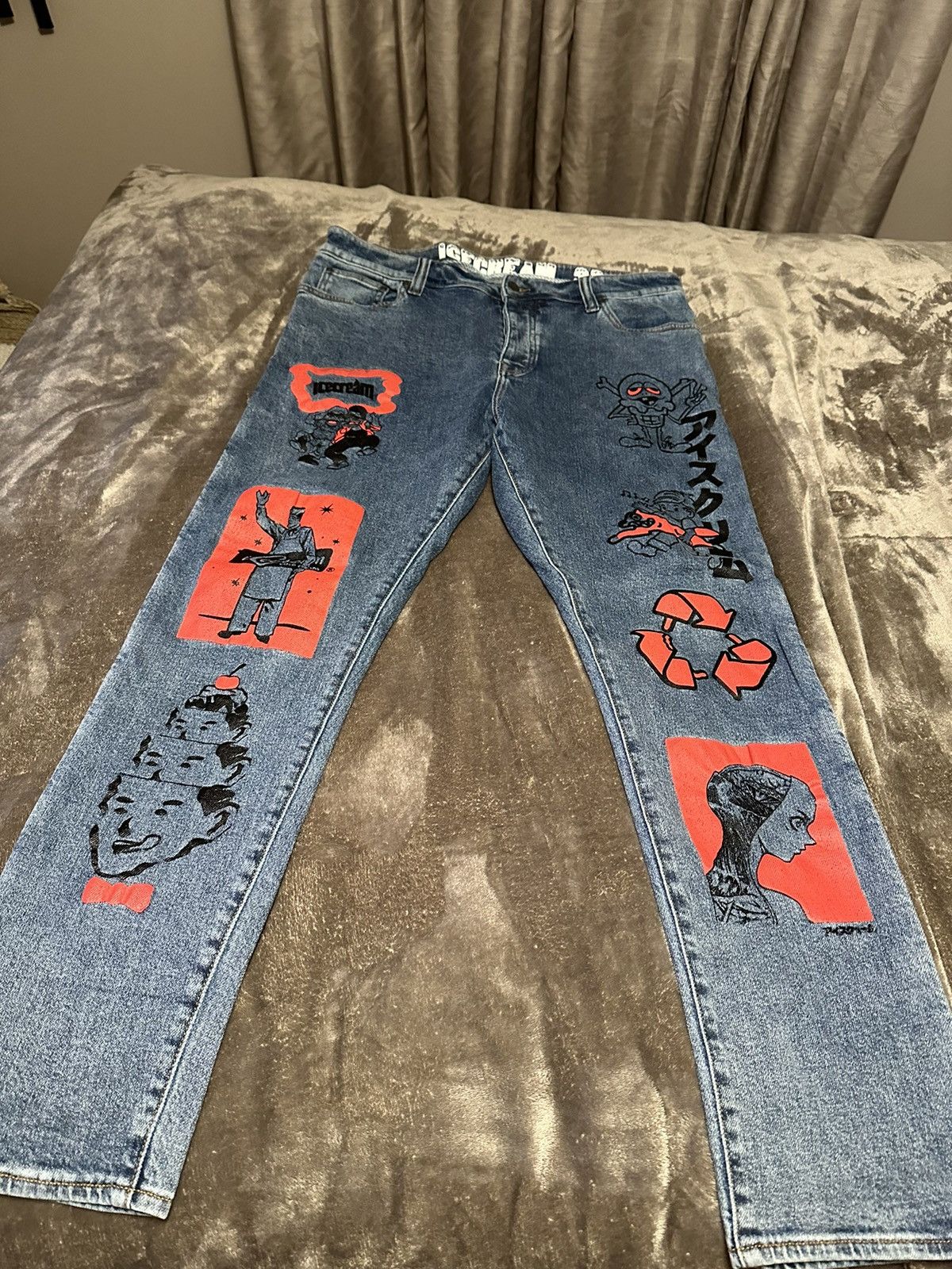 Image of Billionaire Boys Club x Icecream Ice Cream Graphic Jeans in Blue, Men's (Size 36)