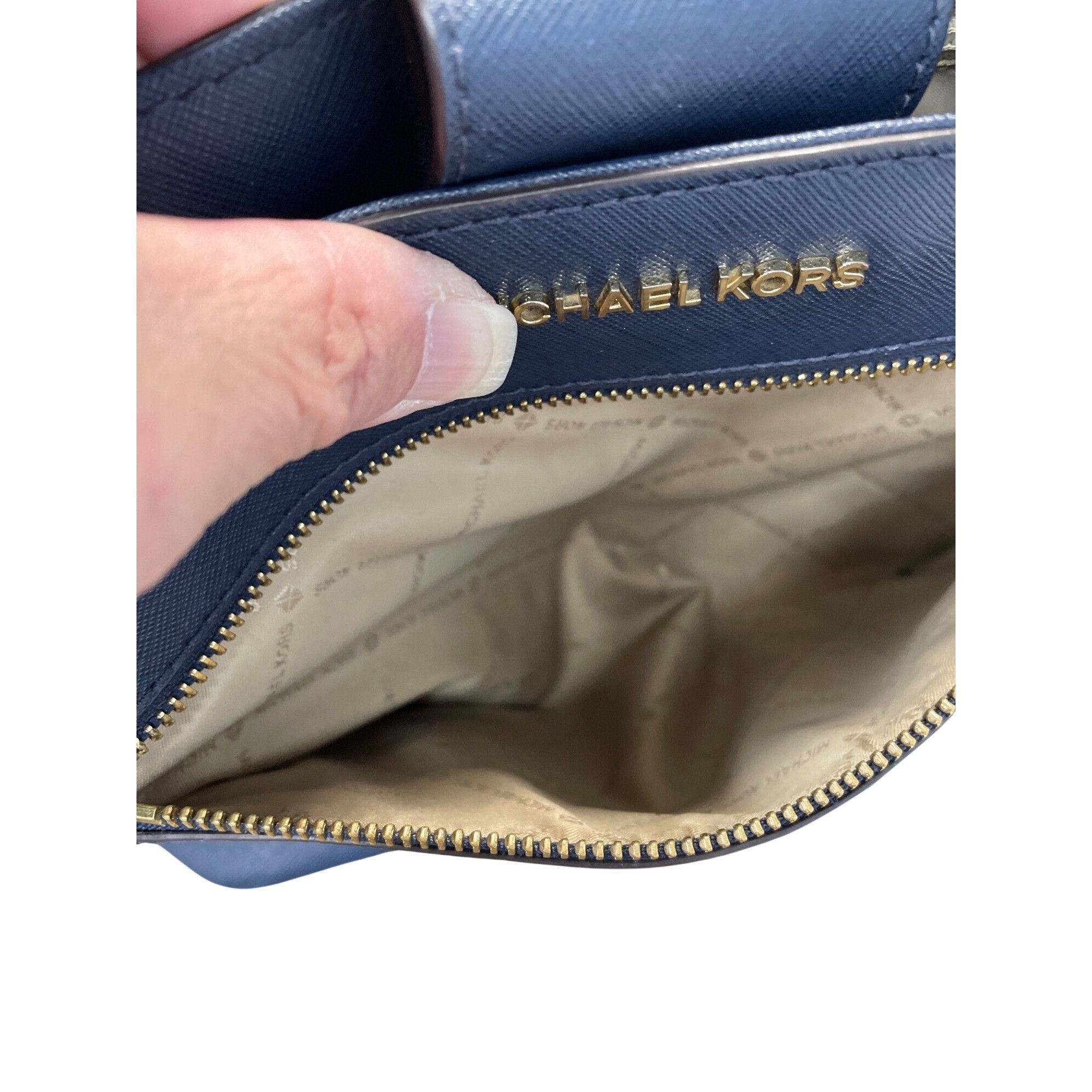 Michael Kors Michael Kors Womans Navy Blue Saffiano Leather Satchell Cros Size ONE SIZE - 19 Thumbnail