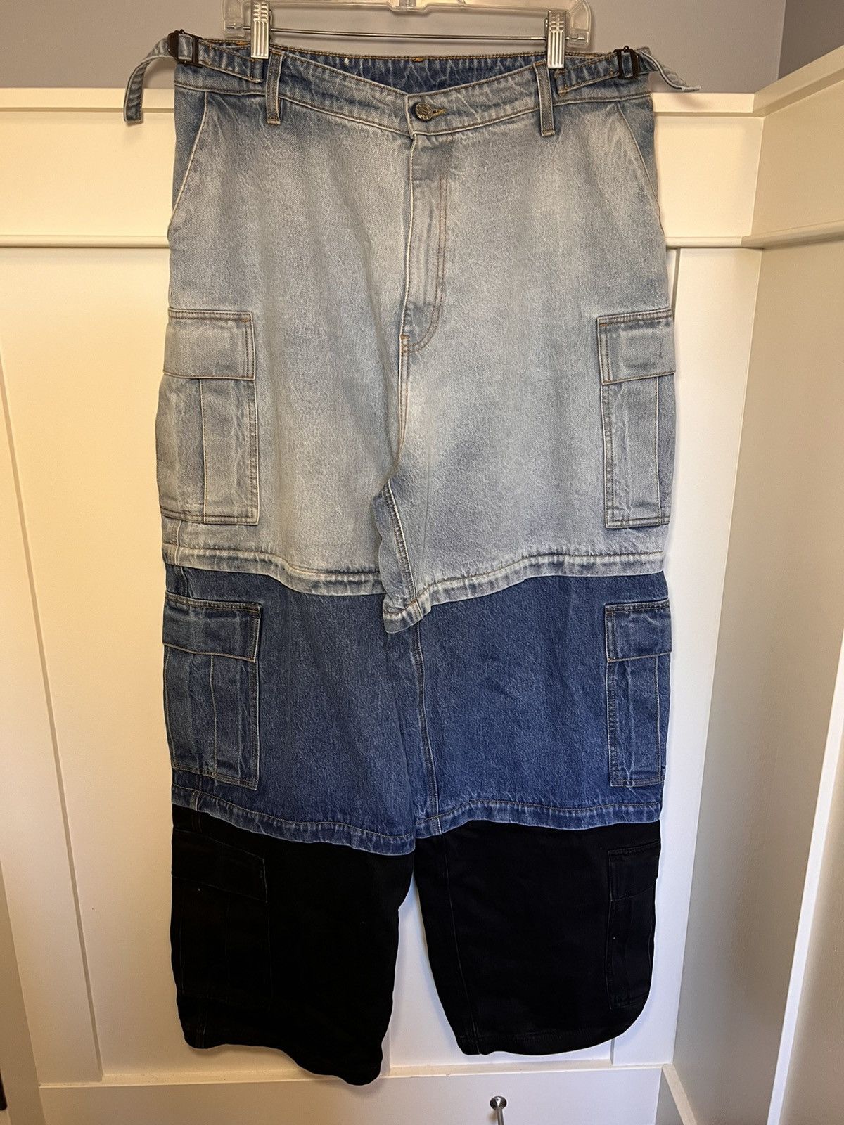 Vetements Vetements Blue & Black Runway Deconstructed Cargo Pants Size US 34 / EU 50 - 1 Thumbnail