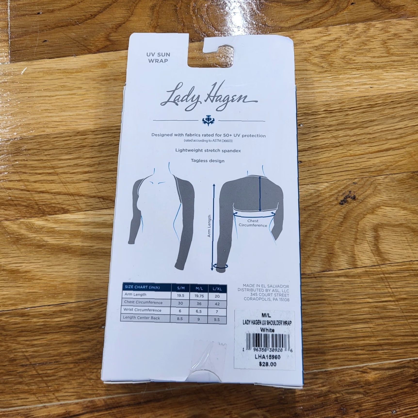 Vintage NWT Lady Hagen Womens Size M/L White Golf UV Shoulder Wrap UPF 50+ Stretch Spandex Spadx Wrap Size ONE SIZE - 2 Thumbnail