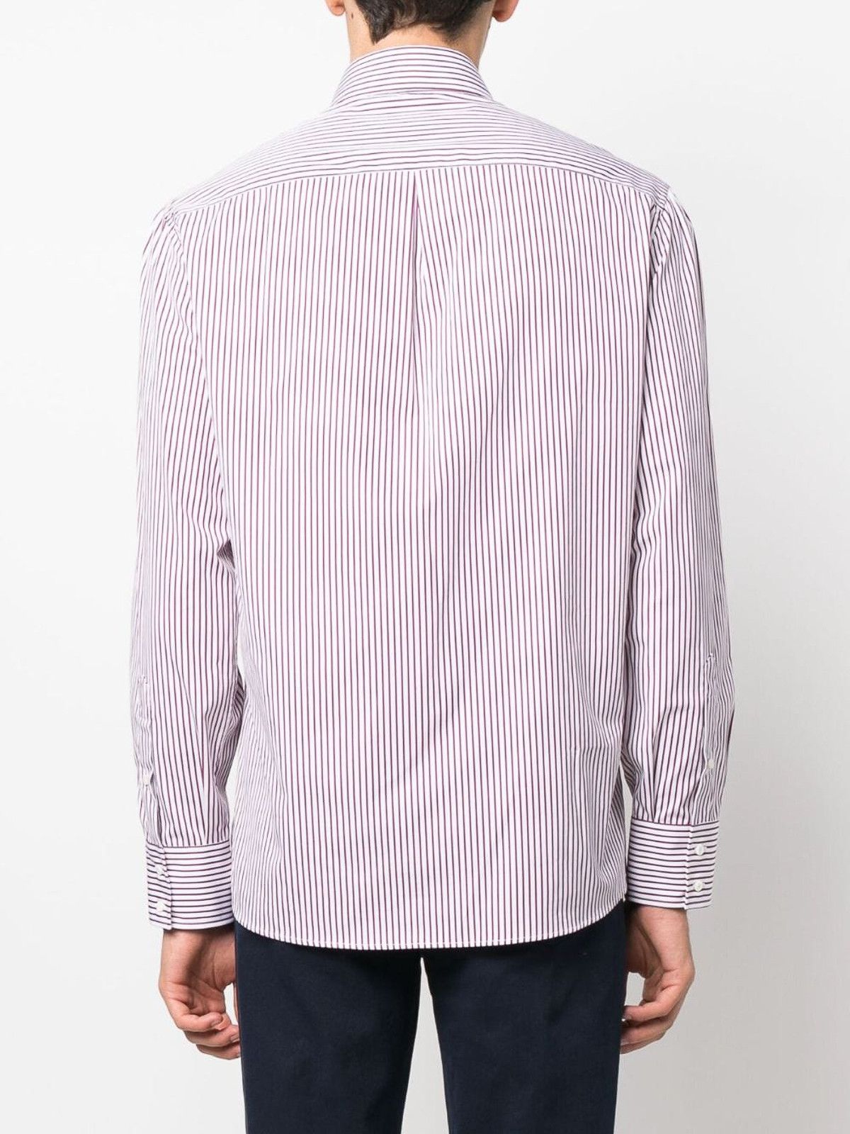 Brunello Cucinelli o1y0526 Striped Shirt in Plum/White Size US S / EU 44-46 / 1 - 4 Thumbnail