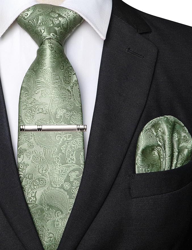 Other Paisley Necktie Set Men Tie Pocket Square Clip Formal Size ONE SIZE - 2 Thumbnail
