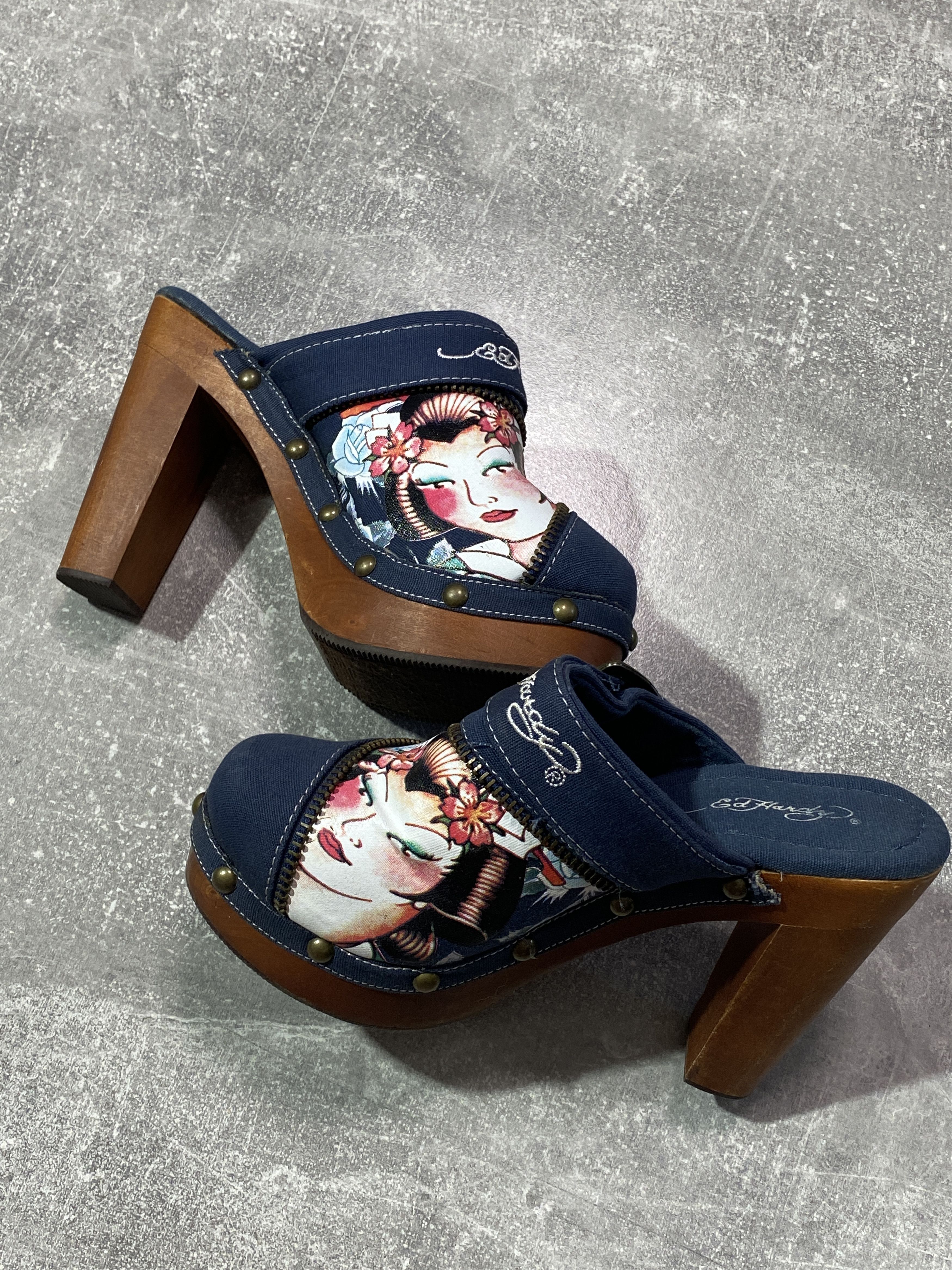 Ed Hardy Vintage Y2K Ed Hardy Clogs Heel Shoes Japan Girls Logo Size US 7 / IT 37 - 2 Thumbnail