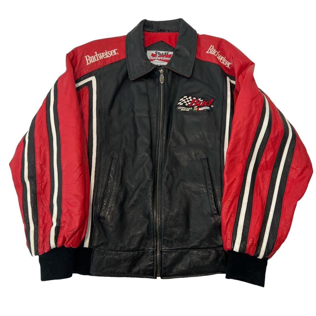 Budweiser × NASCAR × Vintage Vintage 90’s Budweiser Nascar Racing Genuine Leather Jacket Size US XL / EU 56 / 4 - 2 Thumbnail