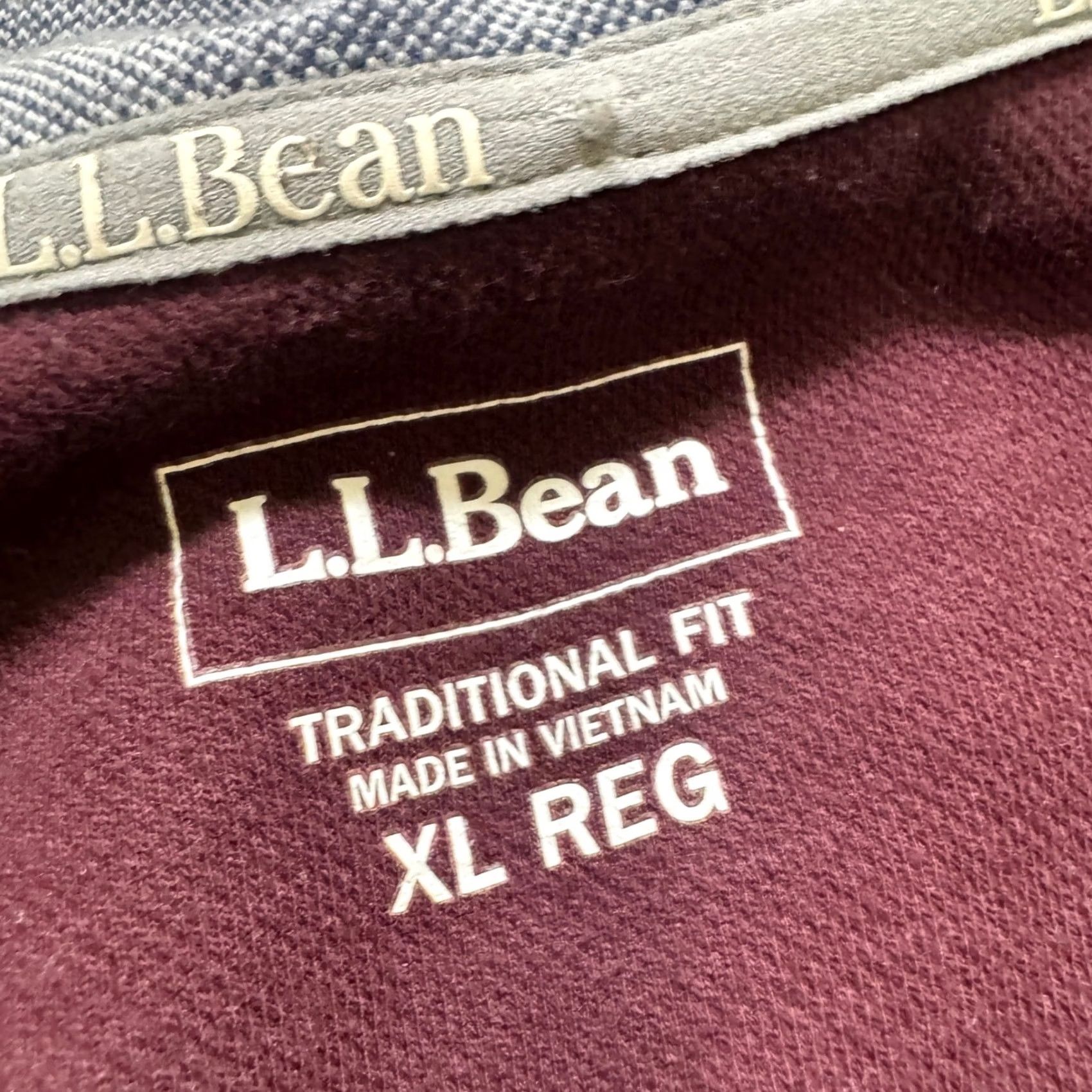 Vintage L.L.Bean Full-zip Jacket Men XL Maroon Cotton Lightweight Traditional Fit Red Cotton Blend Distressed Basic Jacket Mens XL Size US XL / EU 56 / 4 - 3 Thumbnail