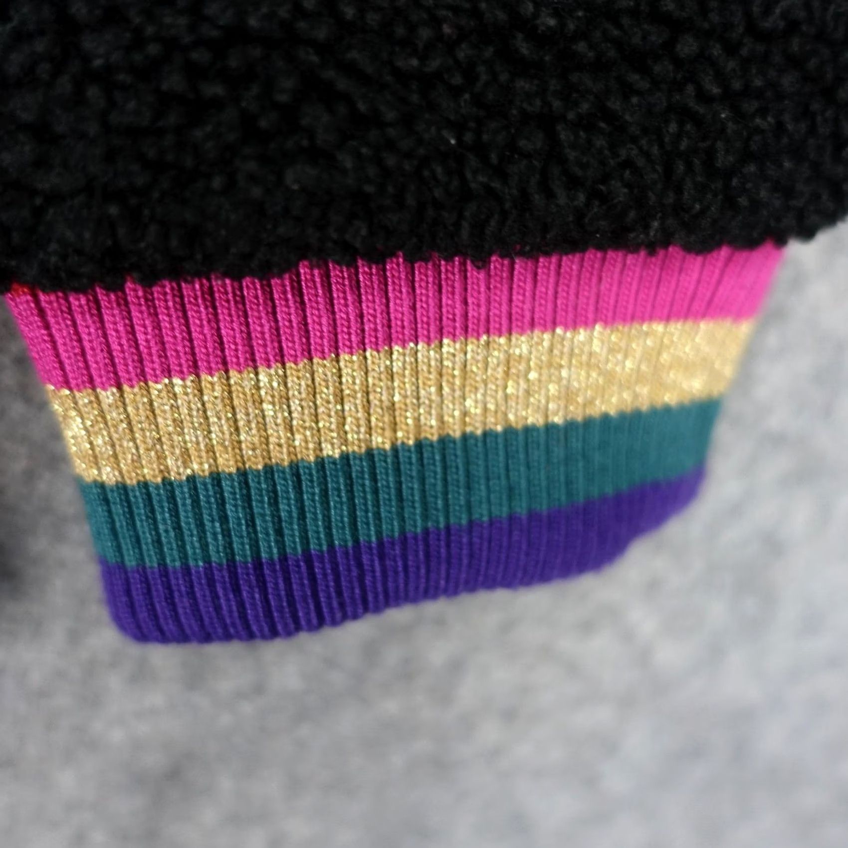 Spiritual Gangster Spiritual Gangster Jacket Womens Medium Black Bomber Rainbow Zip Lined Faux Fur Short Coat/Nylon Shell? Size M / US 6-8 / IT 42-44 - 3 Thumbnail