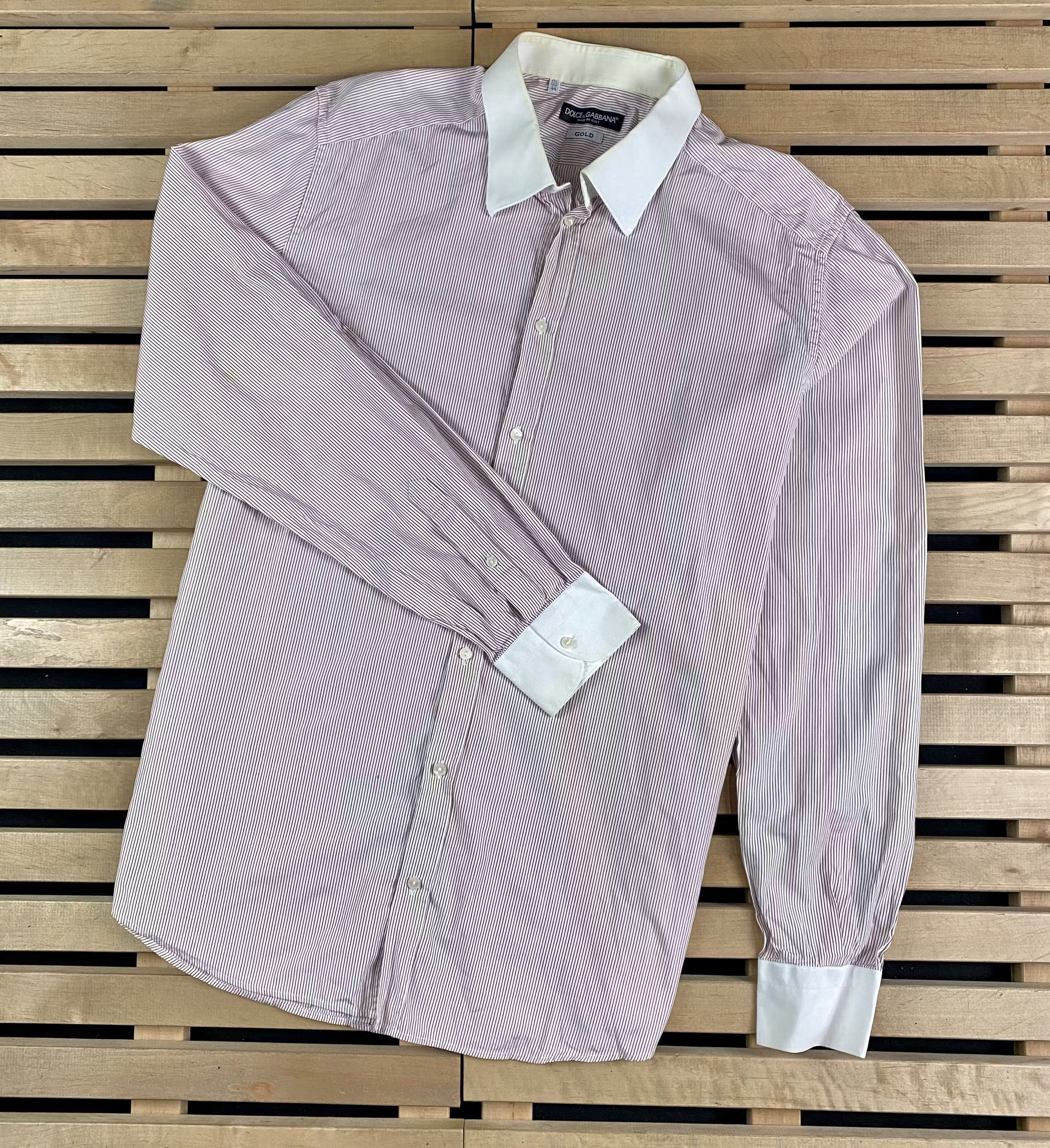 Dolce & Gabbana × Vintage Mens Shirt Long Sleeve Vintage Dolce Gabbana Size 17.5/44 Size US XL / EU 56 / 4 - 1 Thumbnail