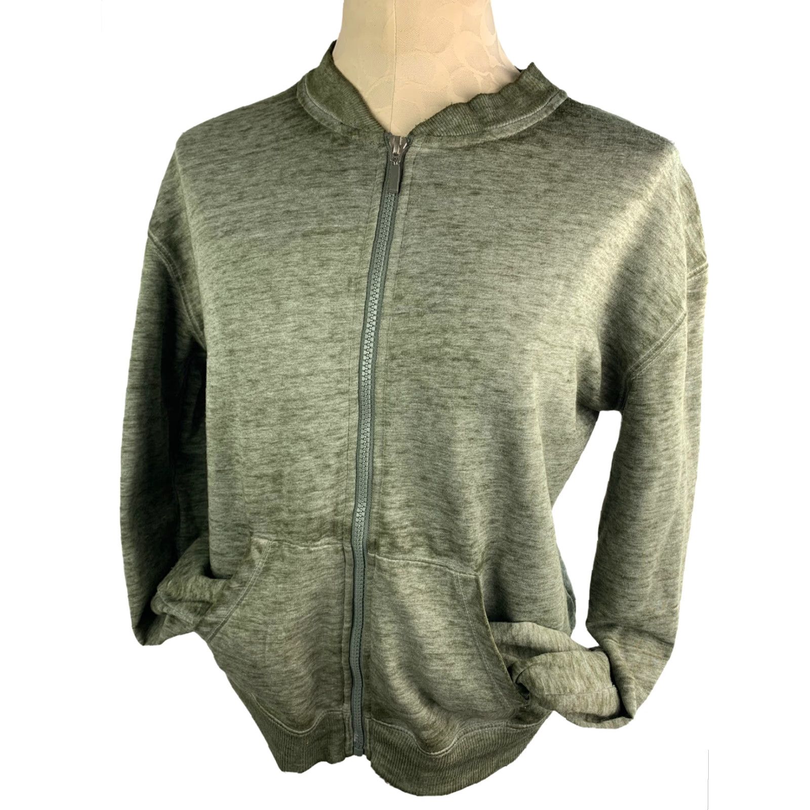 Vintage Derek Heart Junior Women's Green Medium Sweatshirt Full Zip Crew Neck Size M / US 6-8 / IT 42-44 - 2 Thumbnail