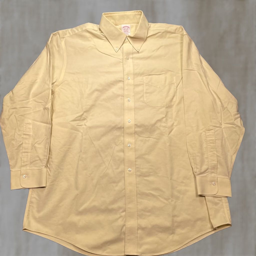 Brooks Brothers Brooks Brothers Shirt Mens XL 17.5 34 Yellow Non Iron Madison Supima Cotton Madison Button-Down Dress Shirt NL Size US XL / EU 56 / 4 - 1 Thumbnail