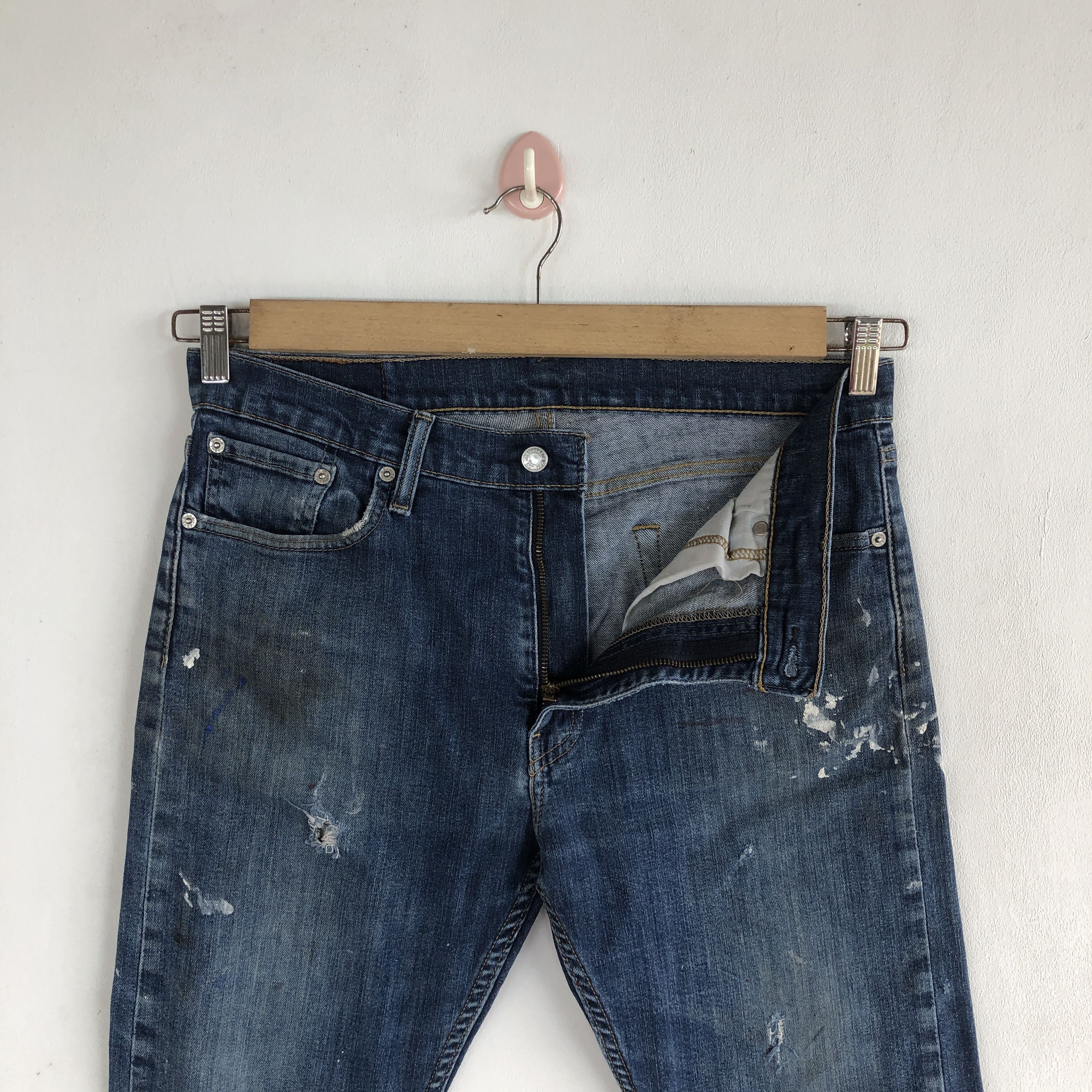 Levi's Vintage Levis 513 Paint Splatter Jeans Levi's Faded Denim Size US 32 / EU 48 - 6 Thumbnail