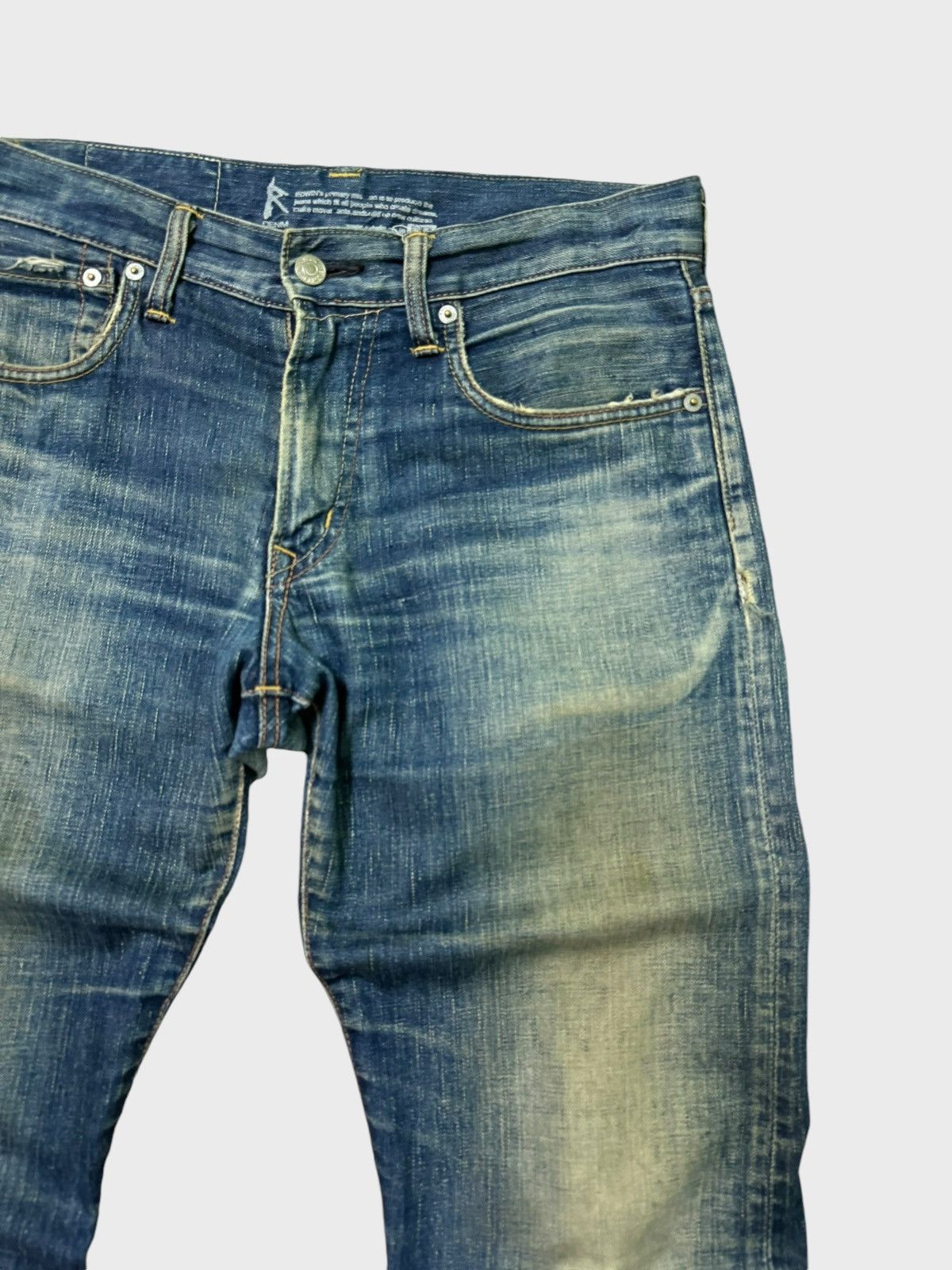 Edwin Vintage Distressed Edwin Muddy Dirty Blue Wash Jeans Size US 31 - 5 Thumbnail