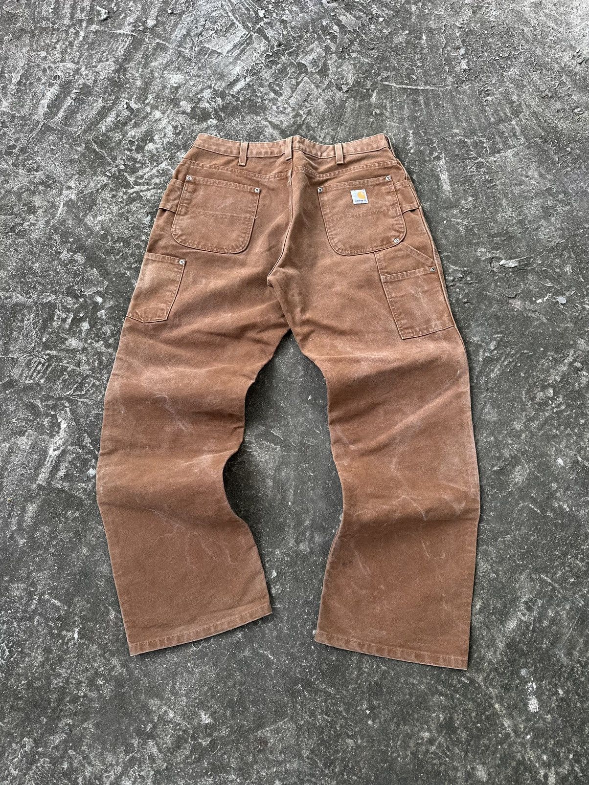 Carhartt (33x31) Crazy Faded Carhartt Double Knee Brown/Tan Size US 33 - 2 Thumbnail