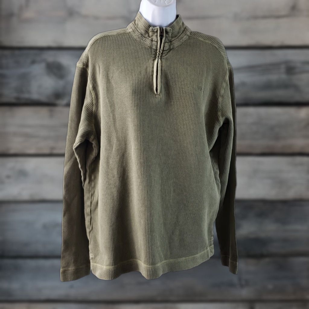 Vintage VINTAGE Ryan Michael Womens 1/4 Zip Pullover Sz Medium Green Ribbed Cotton Long Sleeve Size M / US 6-8 / IT 42-44 - 1 Thumbnail