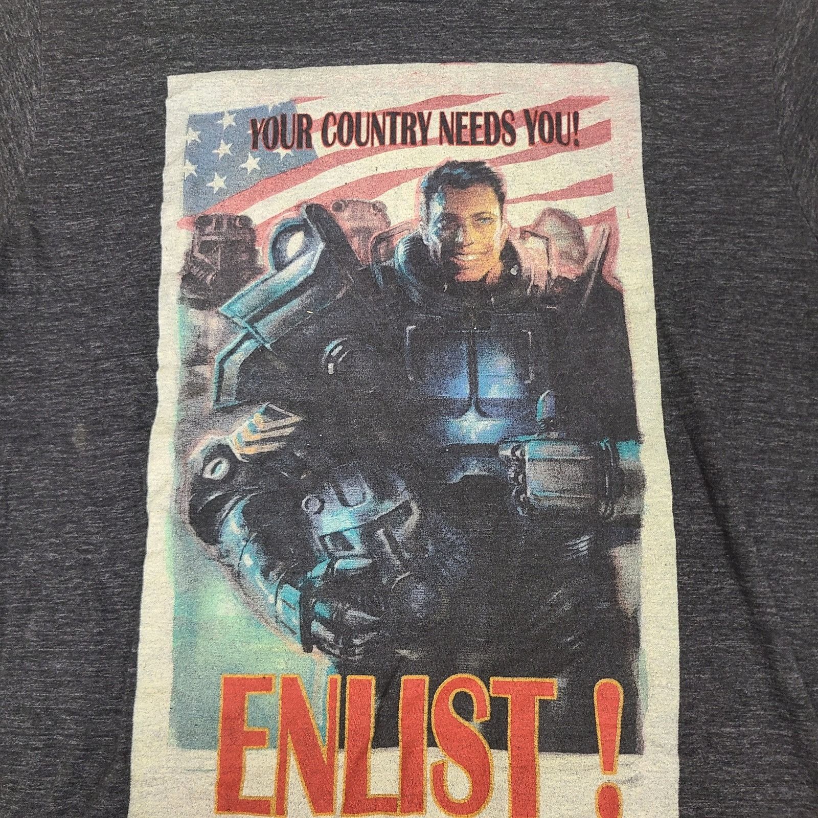 Vintage Bethesda Fallout 4 Game ENLIST! Flier Short Sleeve T Shirt D Size US M / EU 48-50 / 2 - 2 Thumbnail